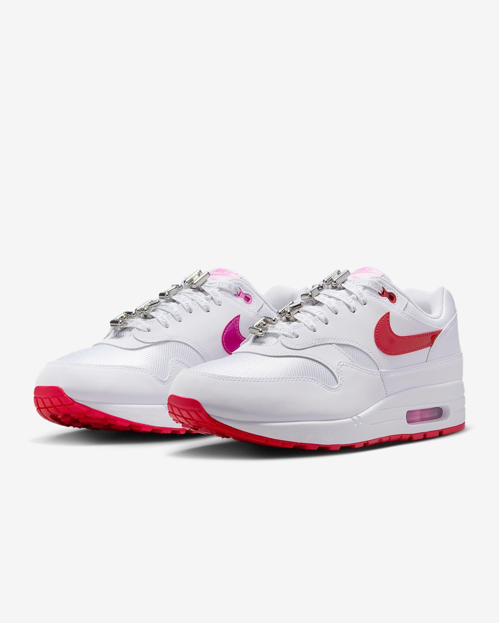 Nike Air Max 1 Premium "White/Playful Pink/University Red" Men's Shoe - WHITE/PINK/RED Thumbnail View 4