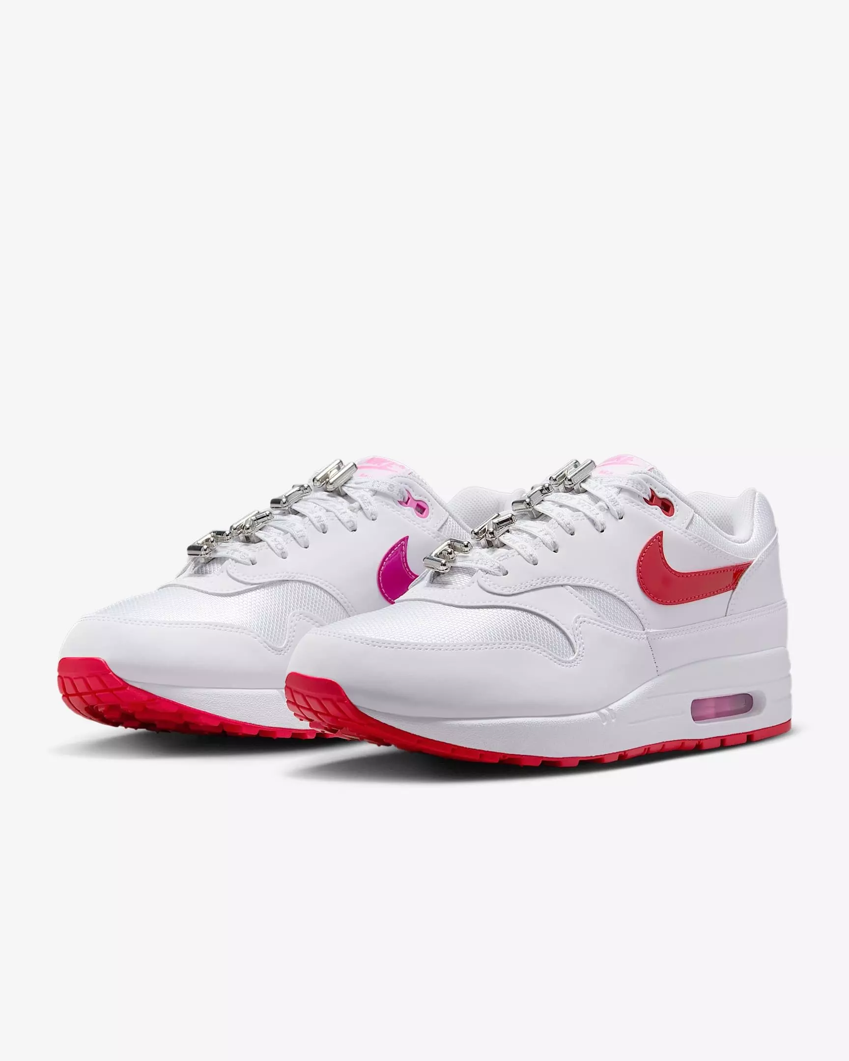 Nike Air Max 1 Premium "White/Playful Pink/University Red" Men's Shoe - WHITE/PINK/RED