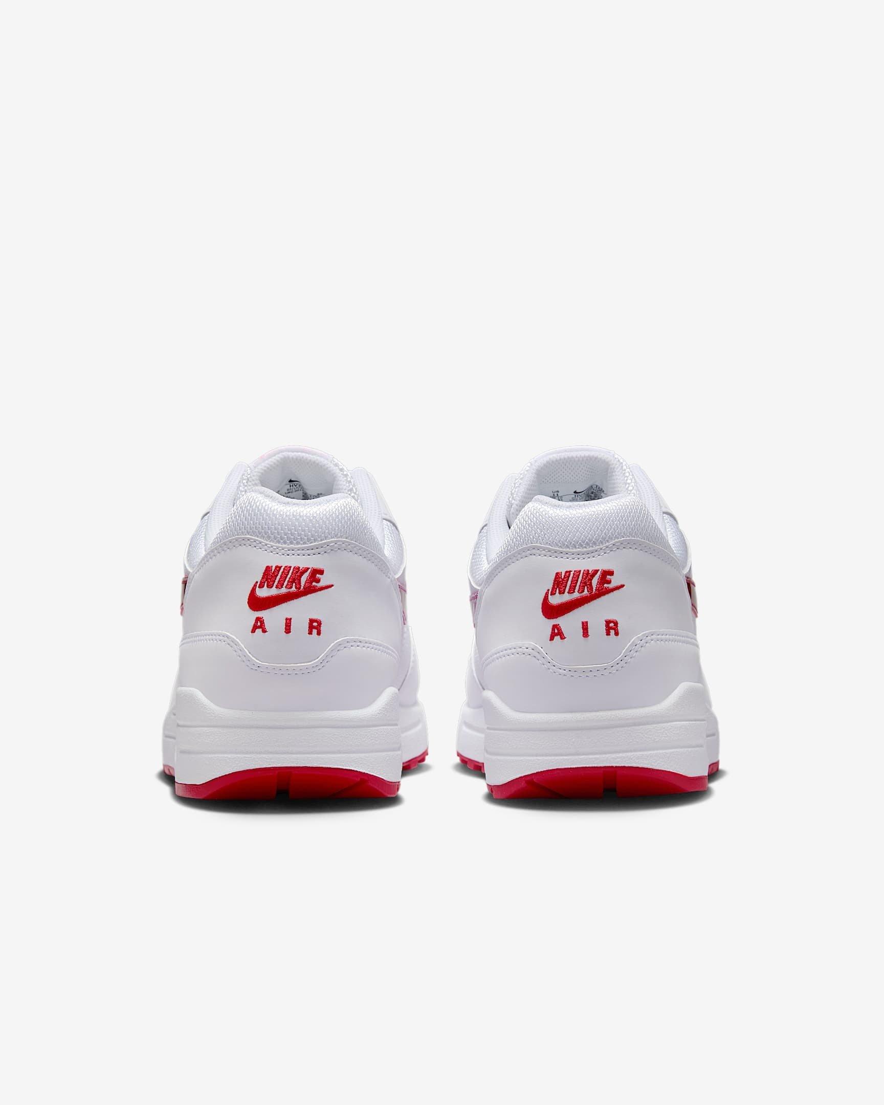Nike Air Max 1 Premium "White/Playful Pink/University Red" Men's Shoe - WHITE/PINK/RED Thumbnail View 5