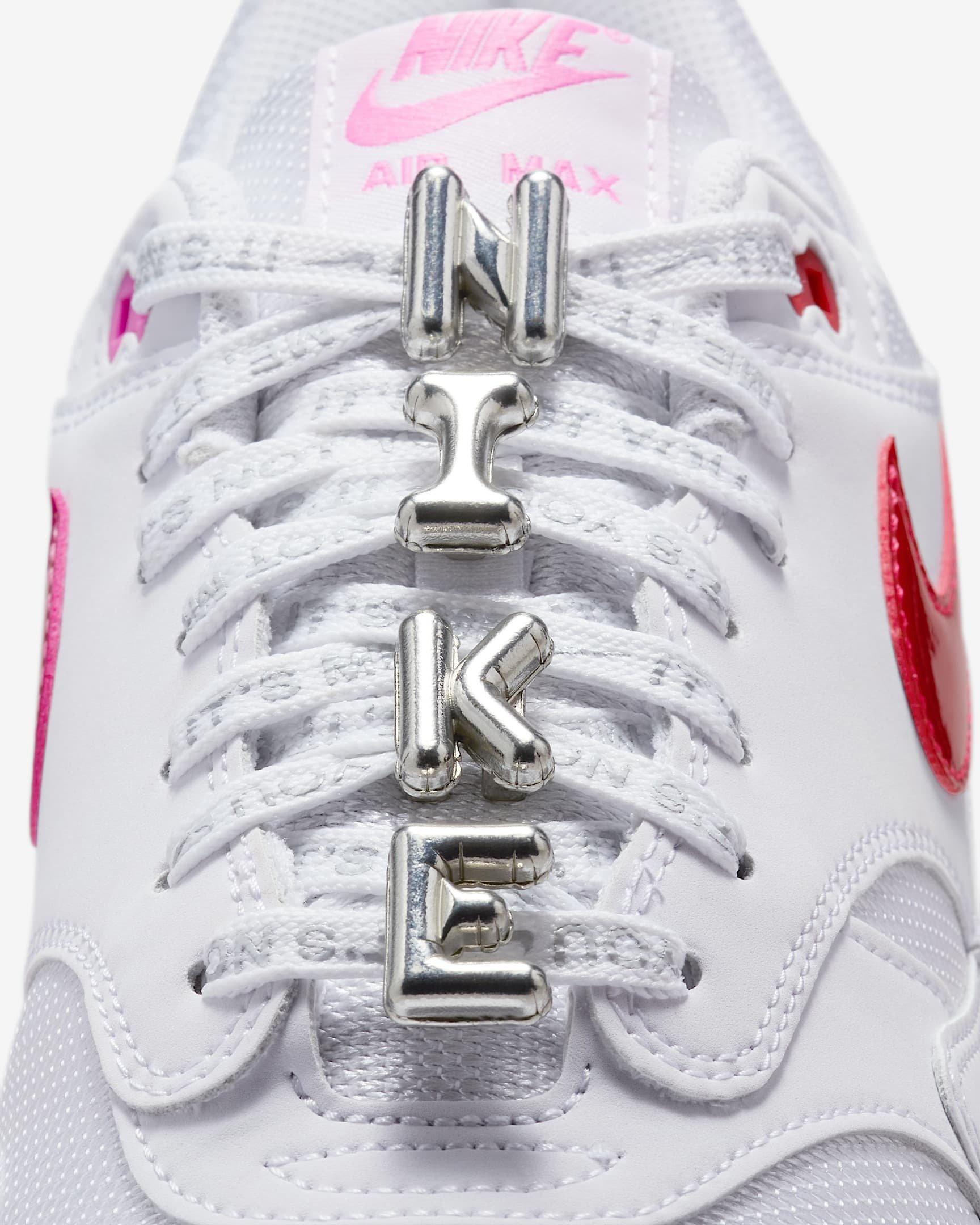 Nike Air Max 1 Premium "White/Playful Pink/University Red" Men's Shoe - WHITE/PINK/RED Thumbnail View 6
