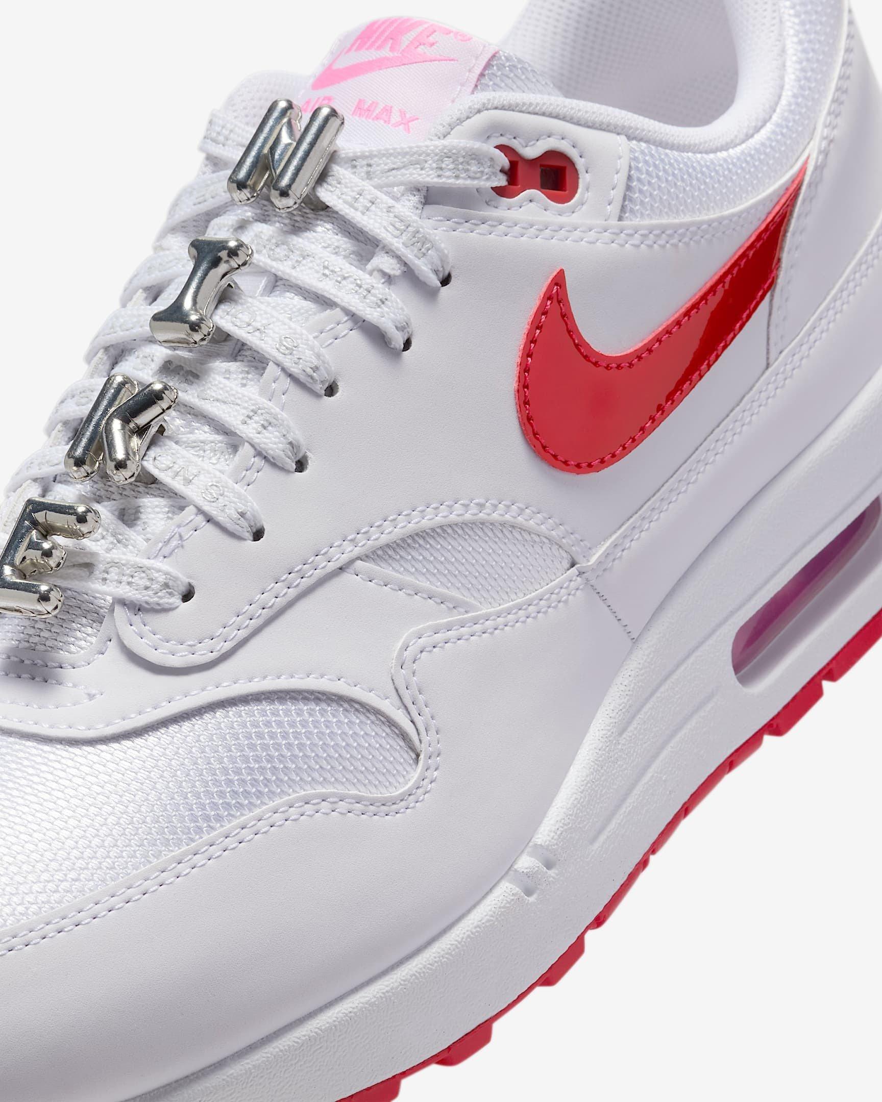 Nike Air Max 1 Premium "White/Playful Pink/University Red" Men's Shoe - WHITE/PINK/RED Thumbnail View 7