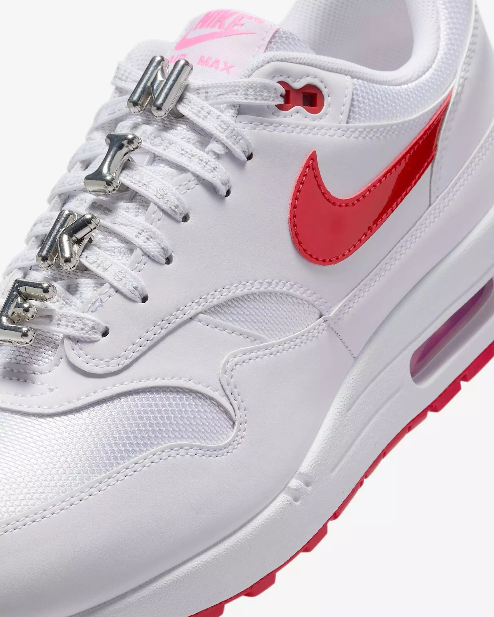 Nike Air Max 1 Premium "White/Playful Pink/University Red" Men's Shoe - WHITE/PINK/RED