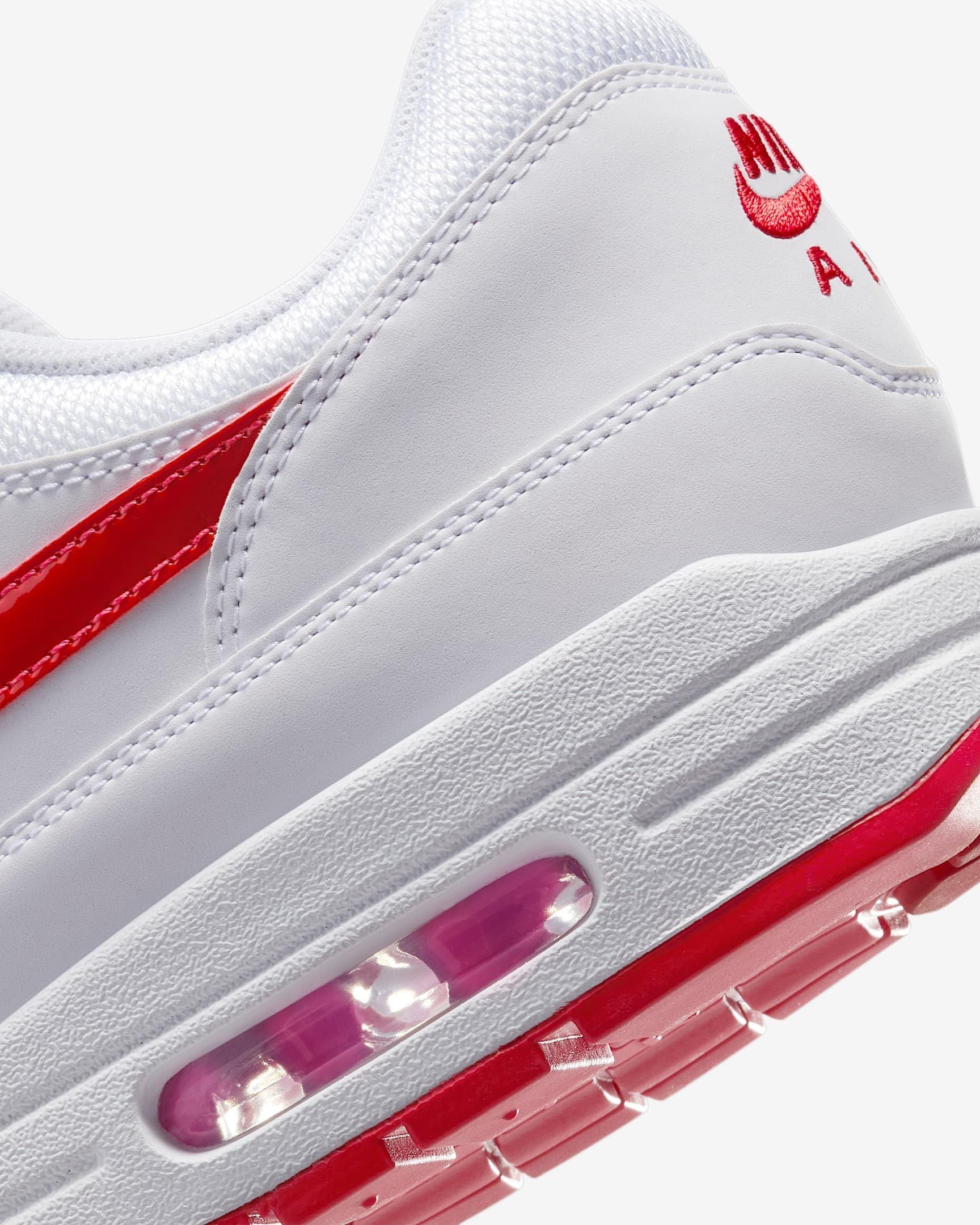 Nike Air Max 1 Premium "White/Playful Pink/University Red" Men's Shoe - WHITE/PINK/RED Thumbnail View 8