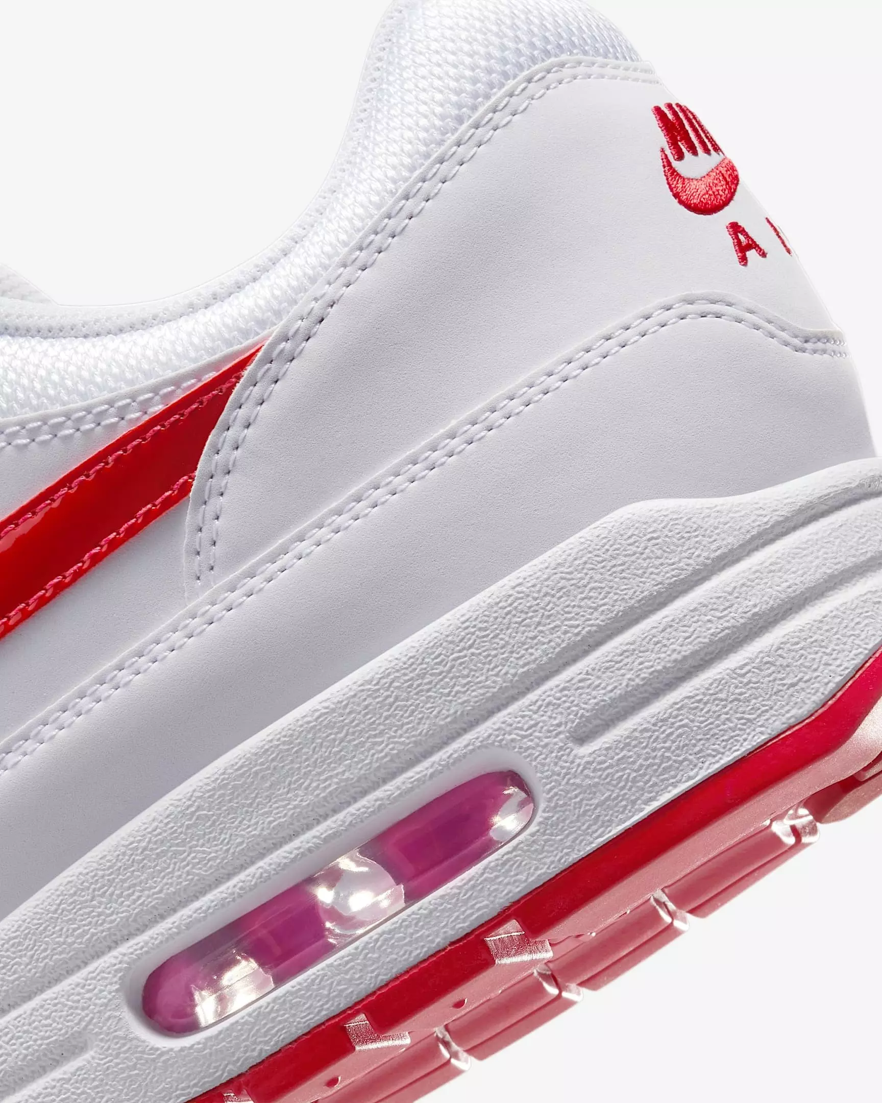 Nike Air Max 1 Premium "White/Playful Pink/University Red" Men's Shoe - WHITE/PINK/RED