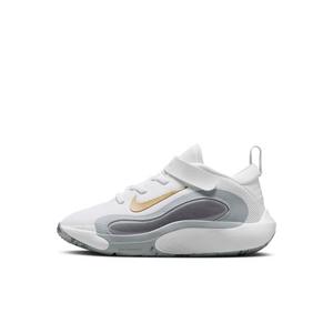 Nike IsoFly "White/Cool Grey/Wolf Grey/Metallic Gold Star" Preschool Boys' Basketball Shoe