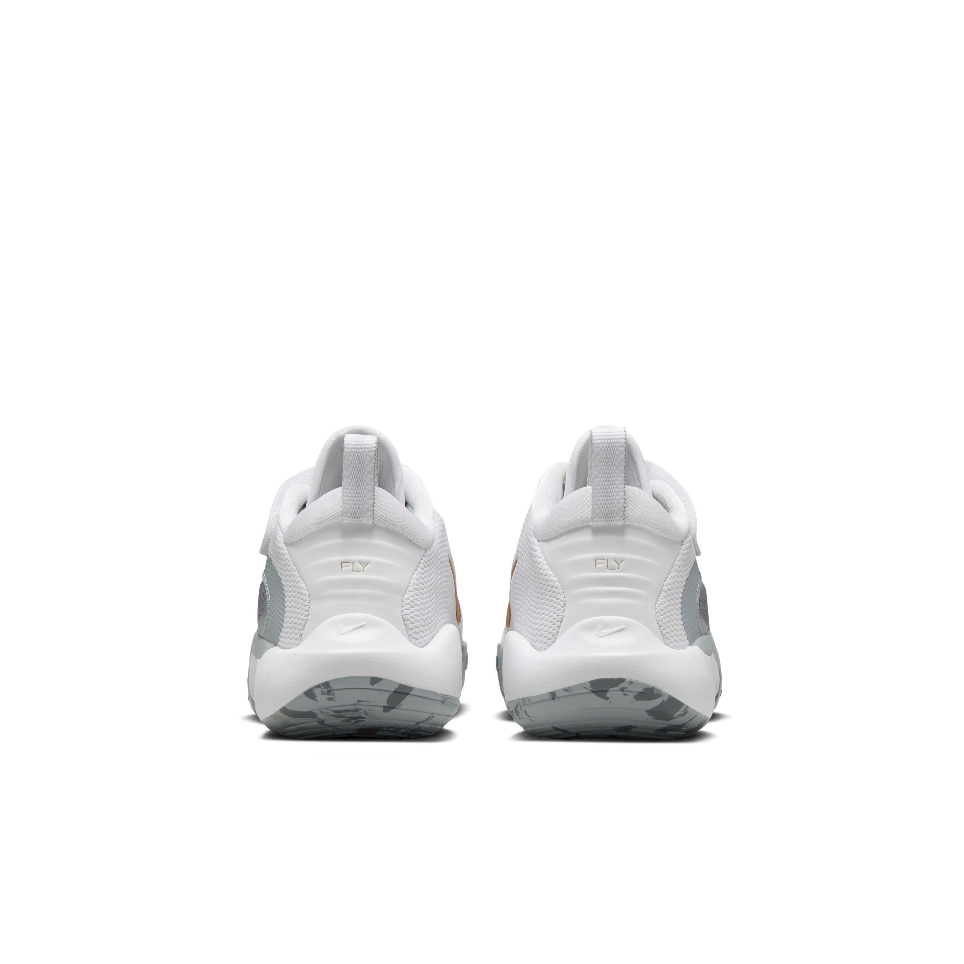 Nike IsoFly Preschool Boys' "White/Cool Grey/Wolf Grey/Metallic Gold Star" Basketball Shoe