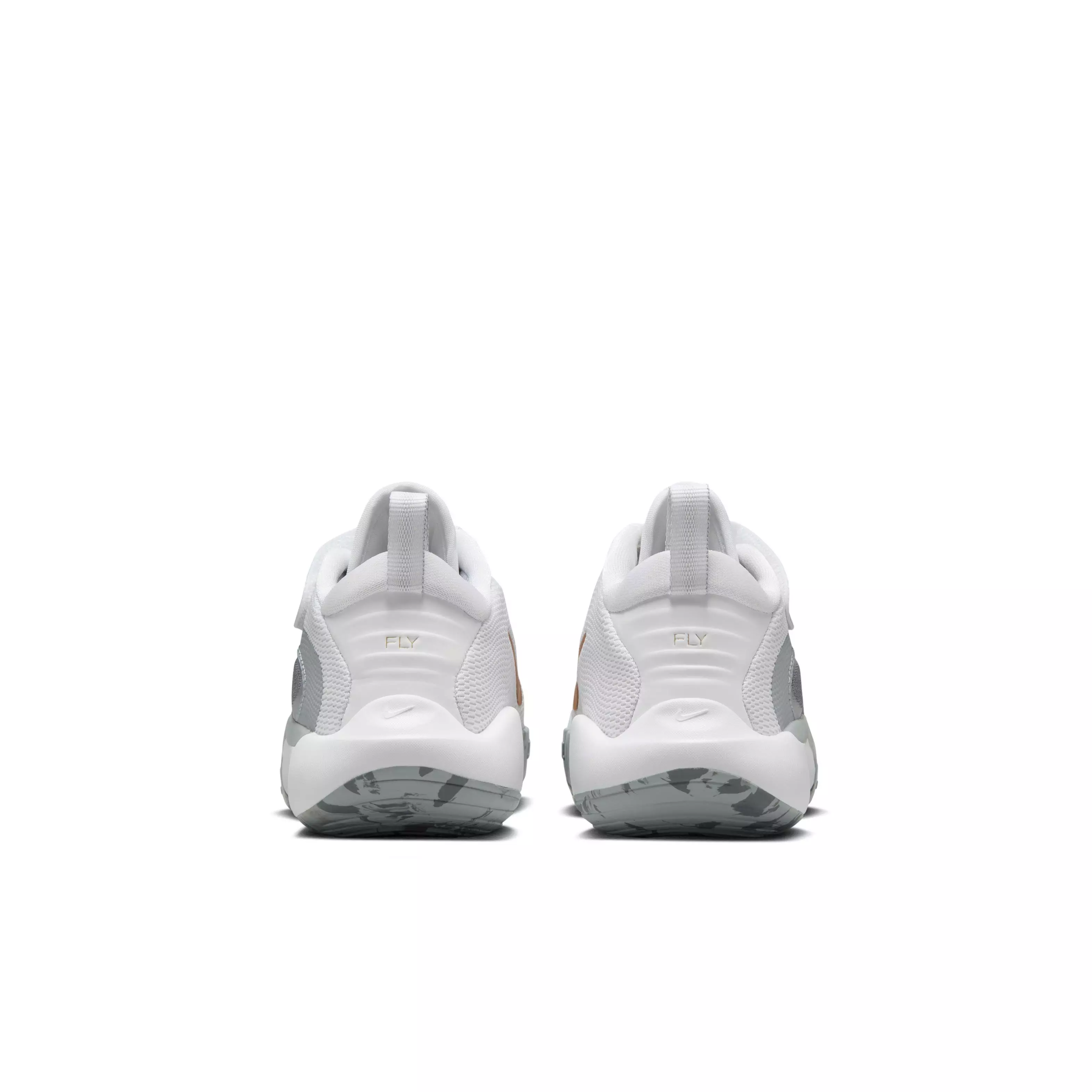 Nike IsoFly "White/Cool Grey/Wolf Grey/Metallic Gold Star" Preschool Boys' Basketball Shoe - WHITE/GREY/GREY/GOLD