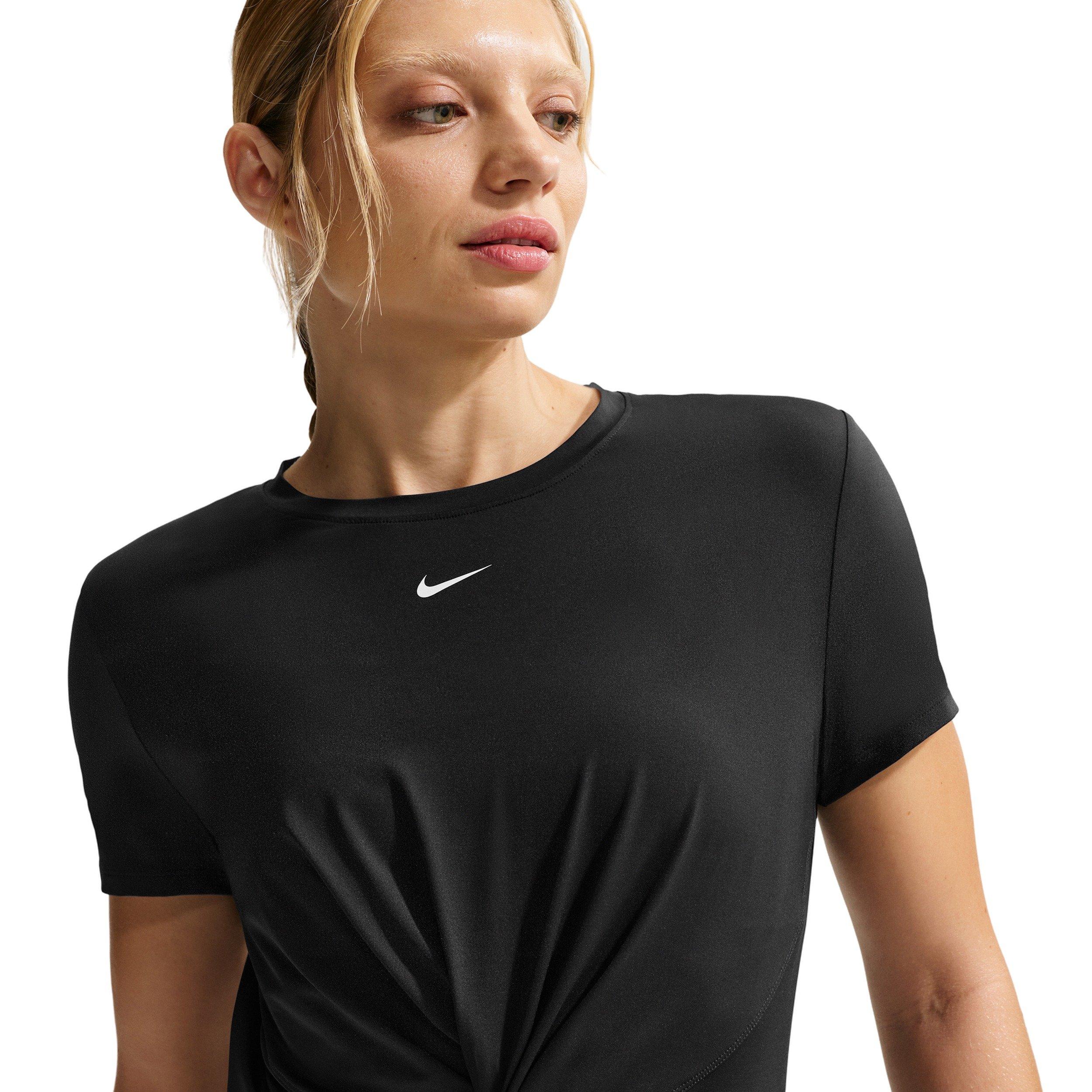Nike Women's Once Classic Twist Dri-FIT Short Sleeve Top -Black - BLACK Thumbnail View 1