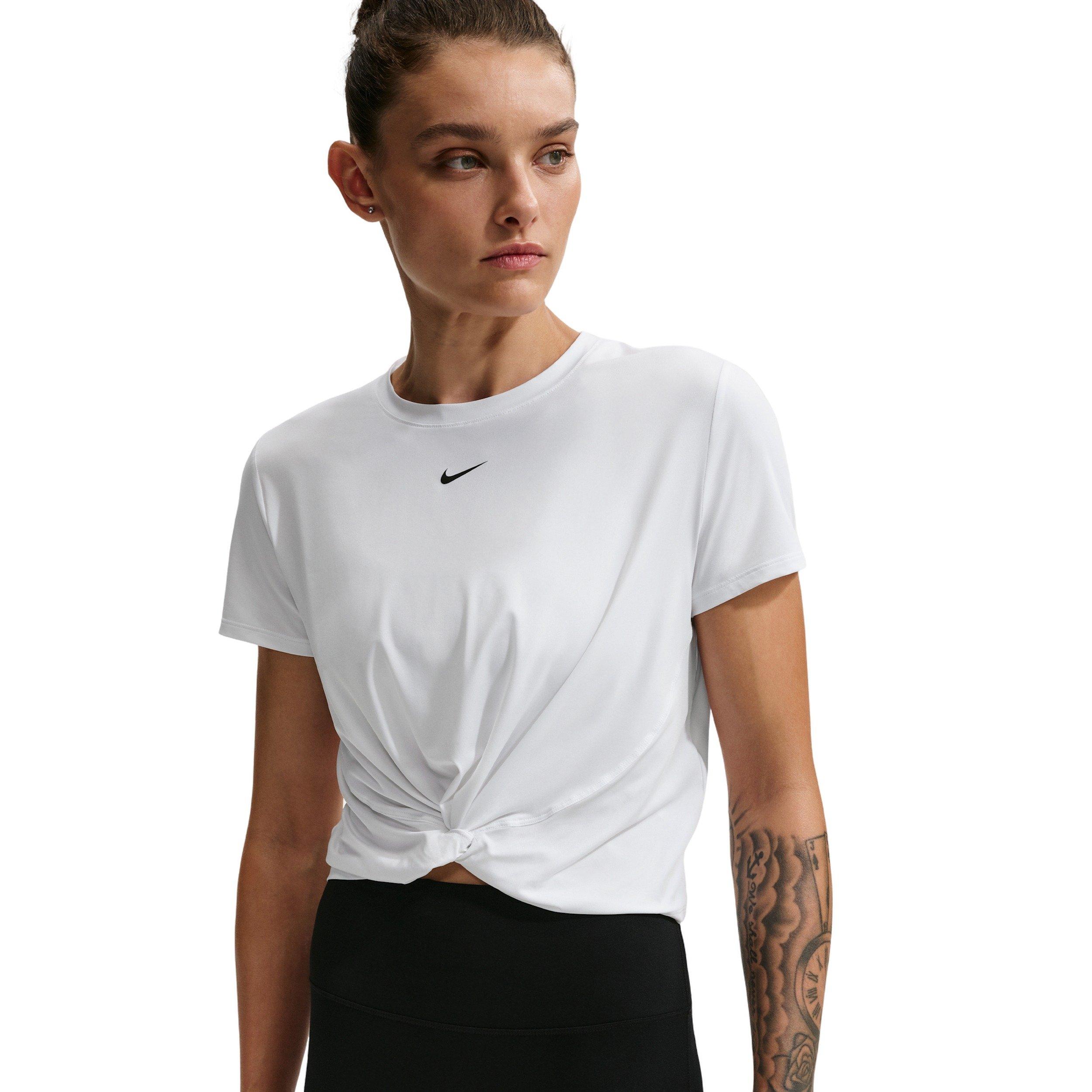 Nike Women's Once Classic Twist Dri-FIT Short Sleeve Top - White - WHITE Thumbnail View 1