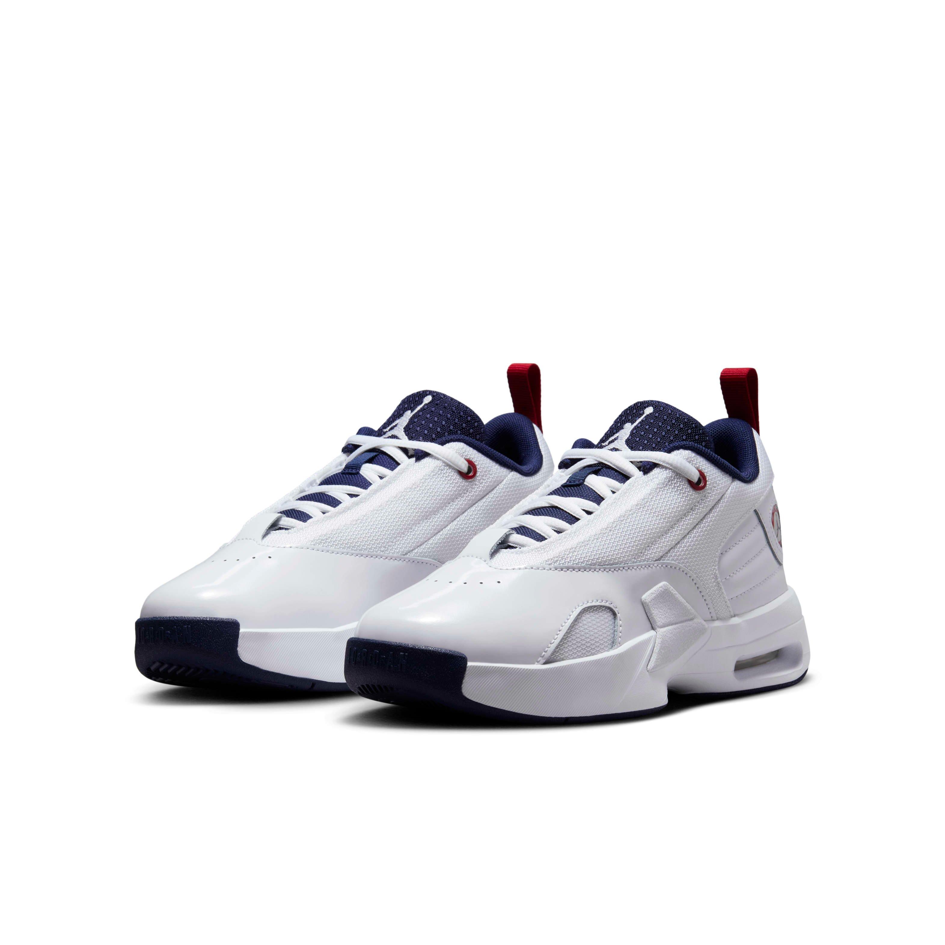 Jordan Max Aura 6 Grade School Boys' "White/Varsity Red/Midnight Navy" Shoe