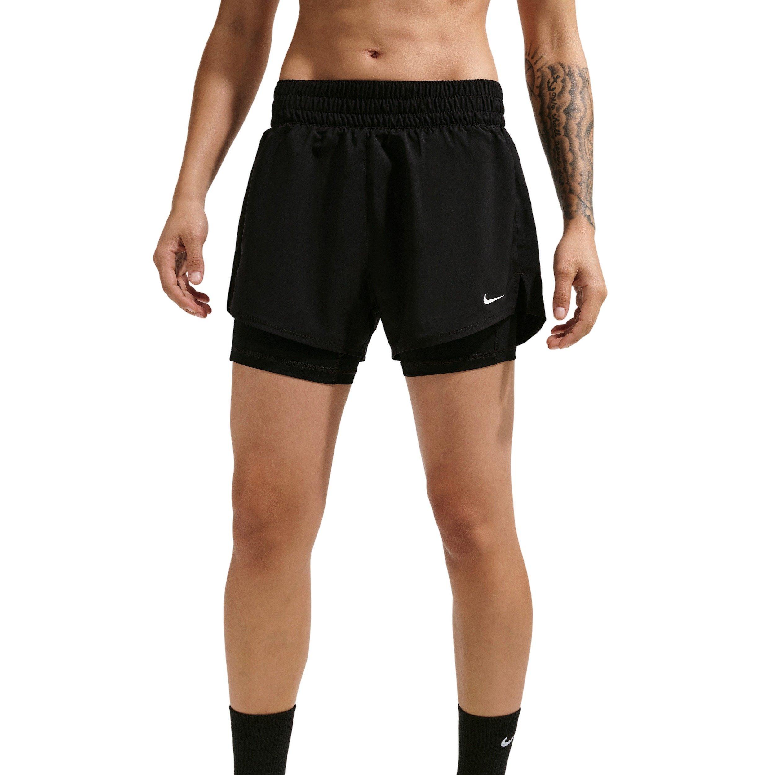 Nike Women's One Dri-FIT High-Waisted 3" 2-in-1 Shorts - Black - BLACK Thumbnail View 1