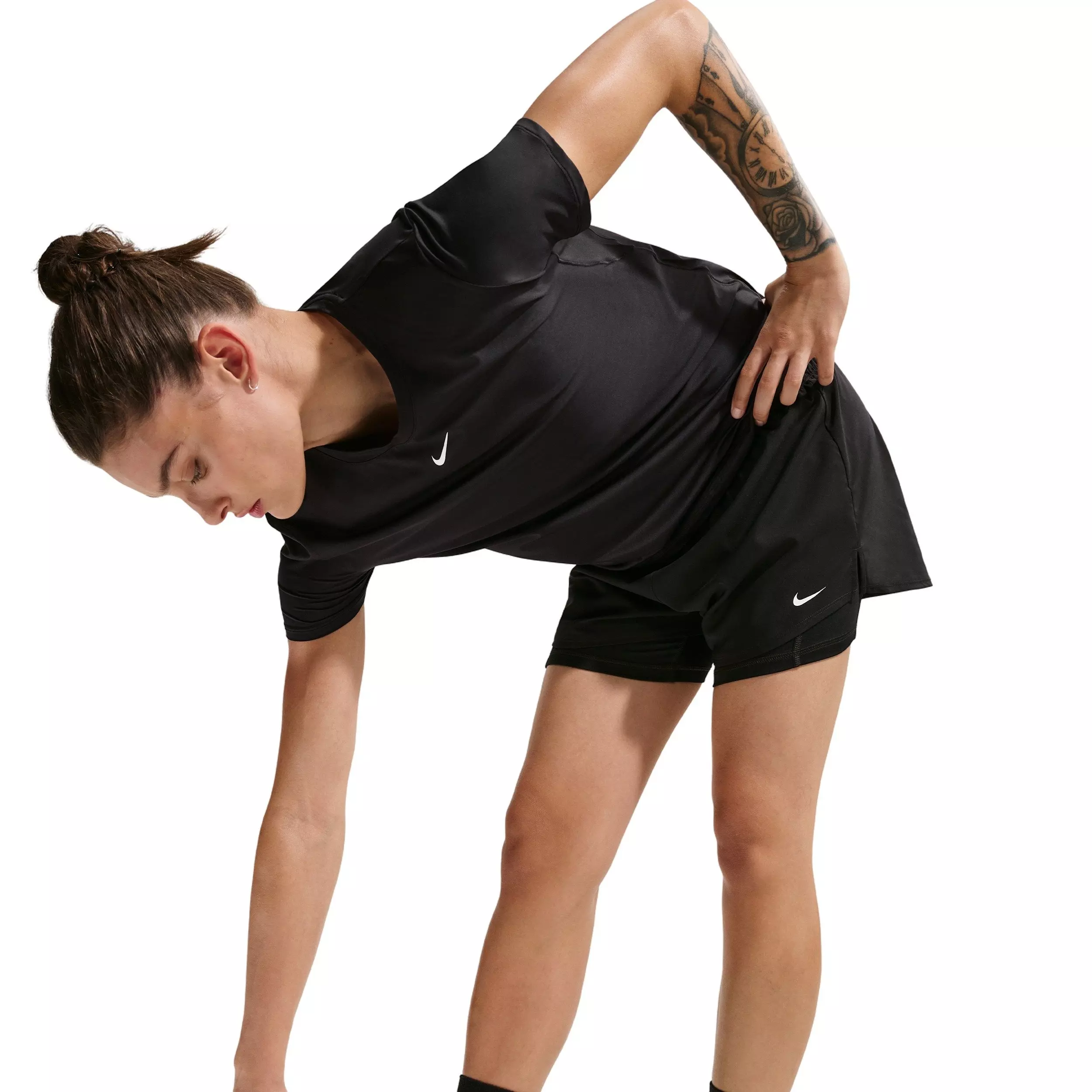 Nike Women's One Dri-FIT High-Waisted 3" 2-in-1 Shorts - Black - BLACK