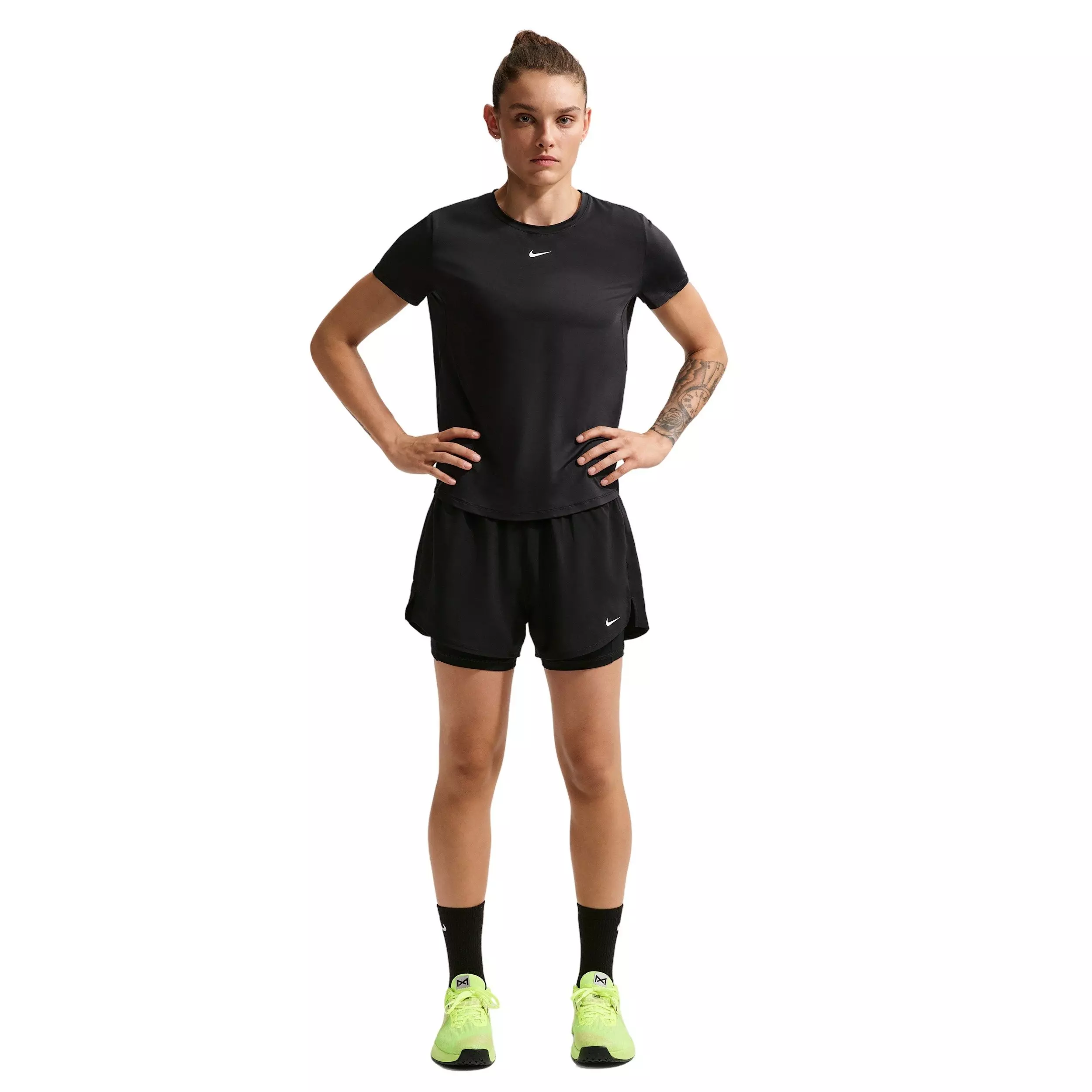 Nike Women's One Dri-FIT High-Waisted 3" 2-in-1 Shorts - Black - BLACK