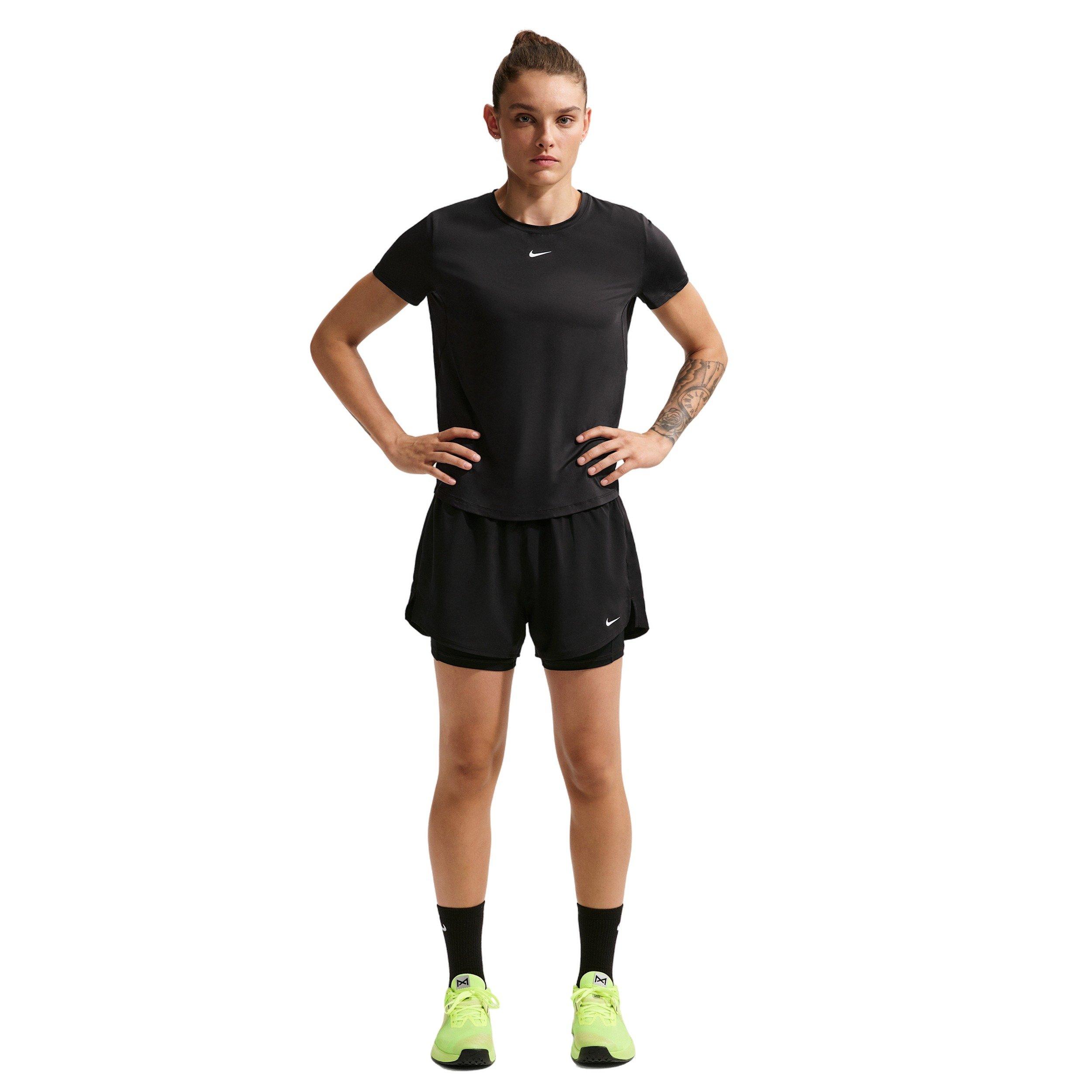 Nike Women's One Dri-FIT High-Waisted 3" 2-in-1 Shorts -Black - BLACK Thumbnail View 5