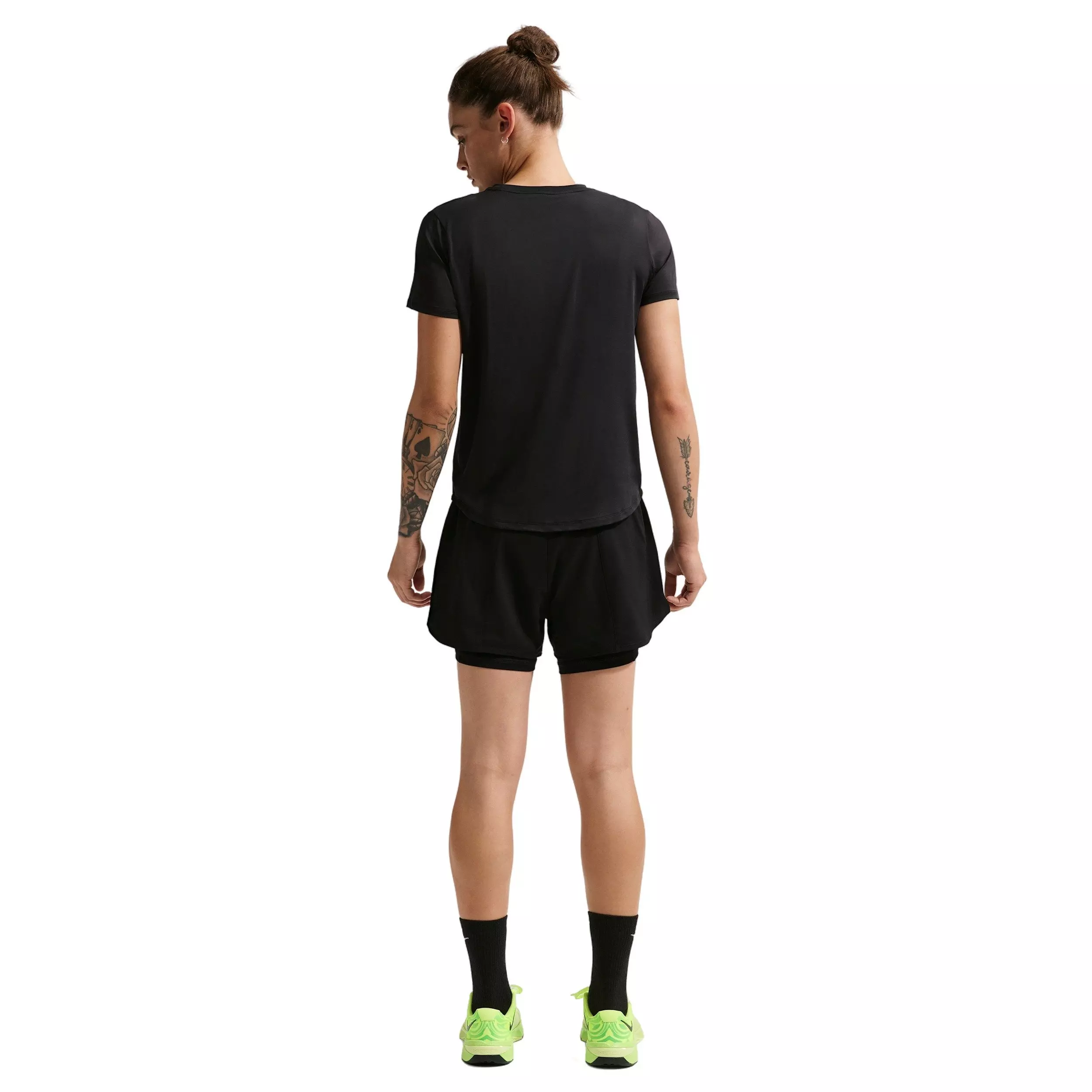 Nike Women's One Dri-FIT High-Waisted 3" 2-in-1 Shorts -Black - BLACK