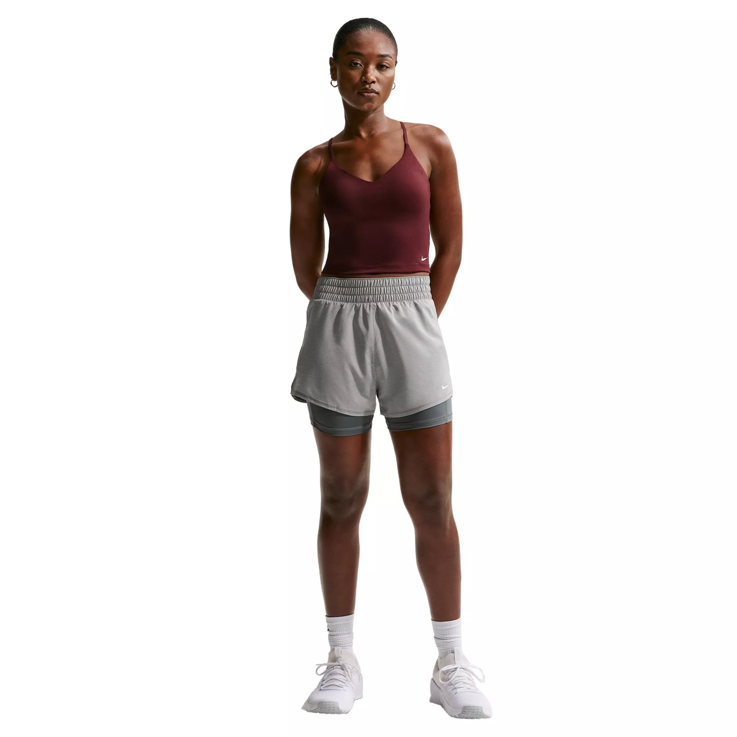 Nike Women's One Dri-FIT High - Waisted 3" 2 - in-1 Shorts -  Grey - GREY