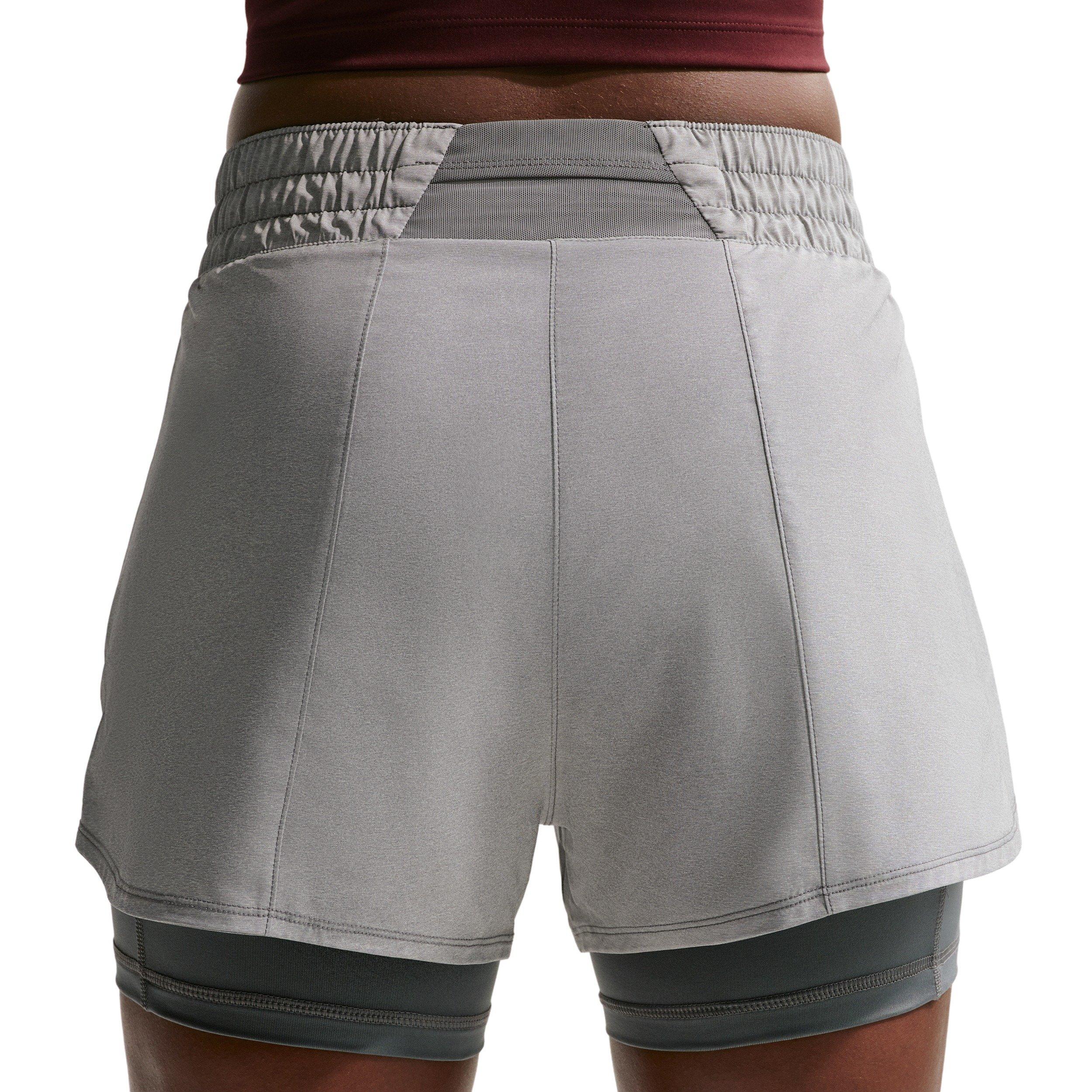 Nike Women's One Dri-FIT High - Waisted 3" 2 - in-1 Shorts -  Grey - GREY Thumbnail View 4