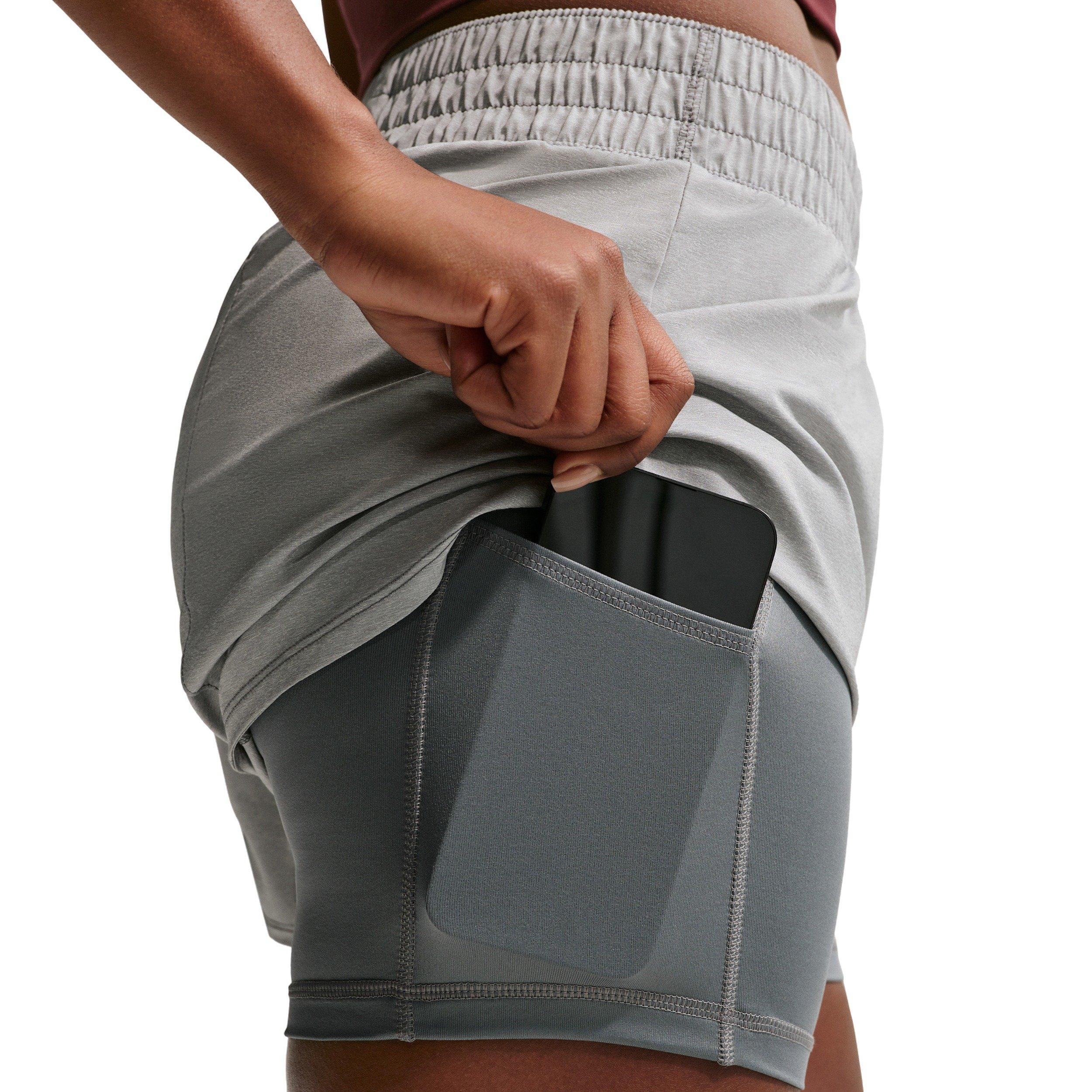 Nike Women's One Dri-FIT High - Waisted 3" 2 - in-1 Shorts -  Grey - GREY Thumbnail View 6