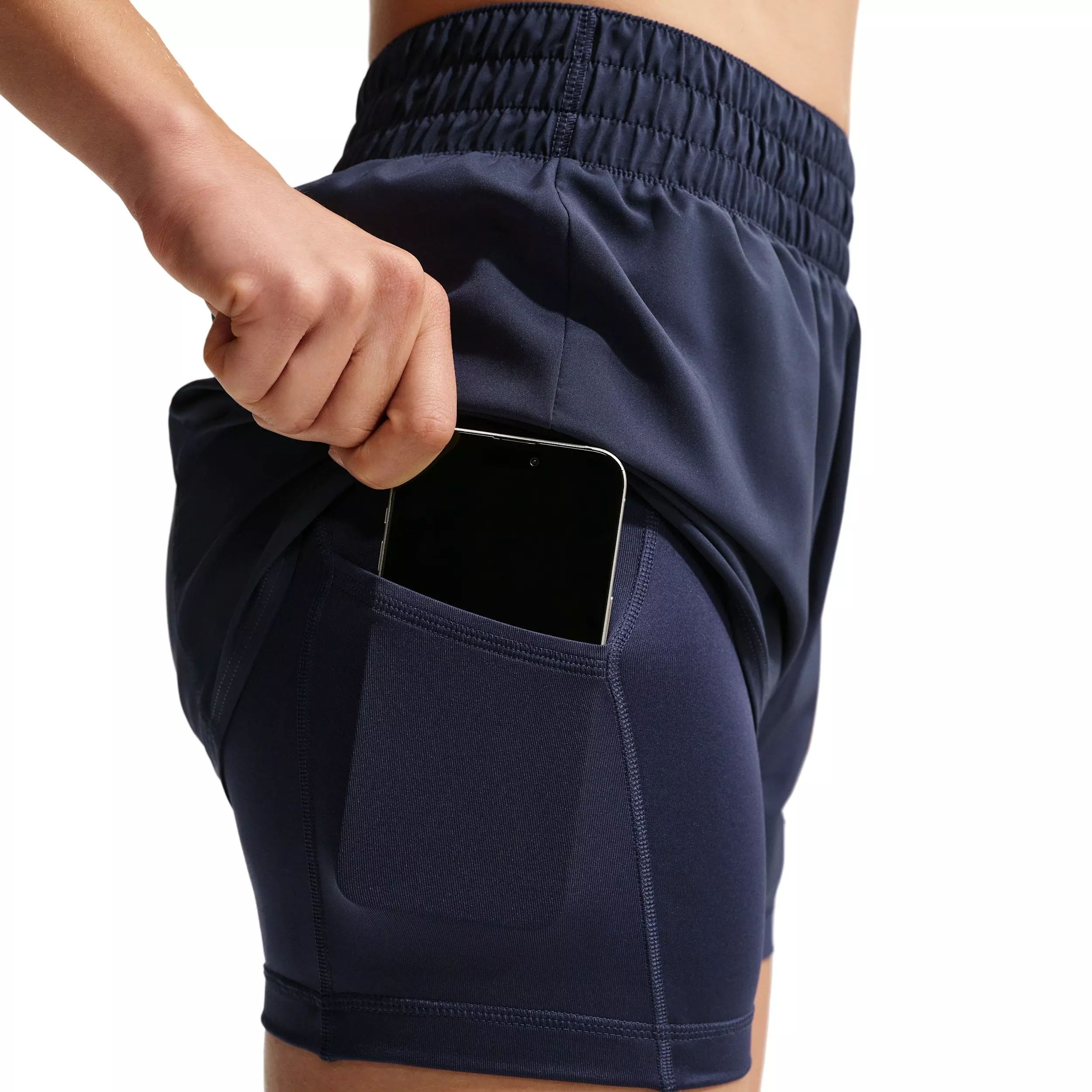 Nike Women's One Dri-FIT High-Waisted 3" 2-in-1 Shorts -Navy - NAVY