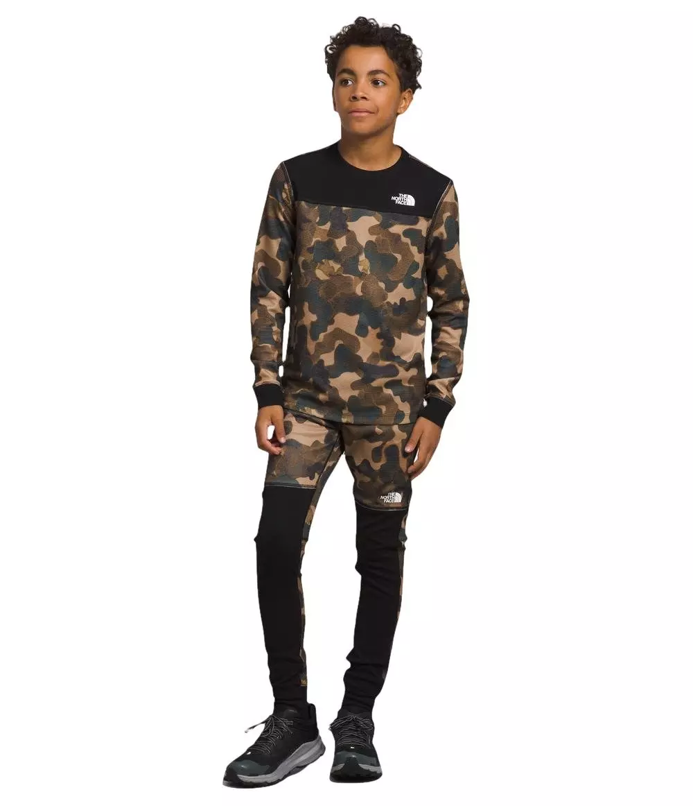 The North Face Big Kids' Waffle Base Layer Set -Brown Camo - BROWN
