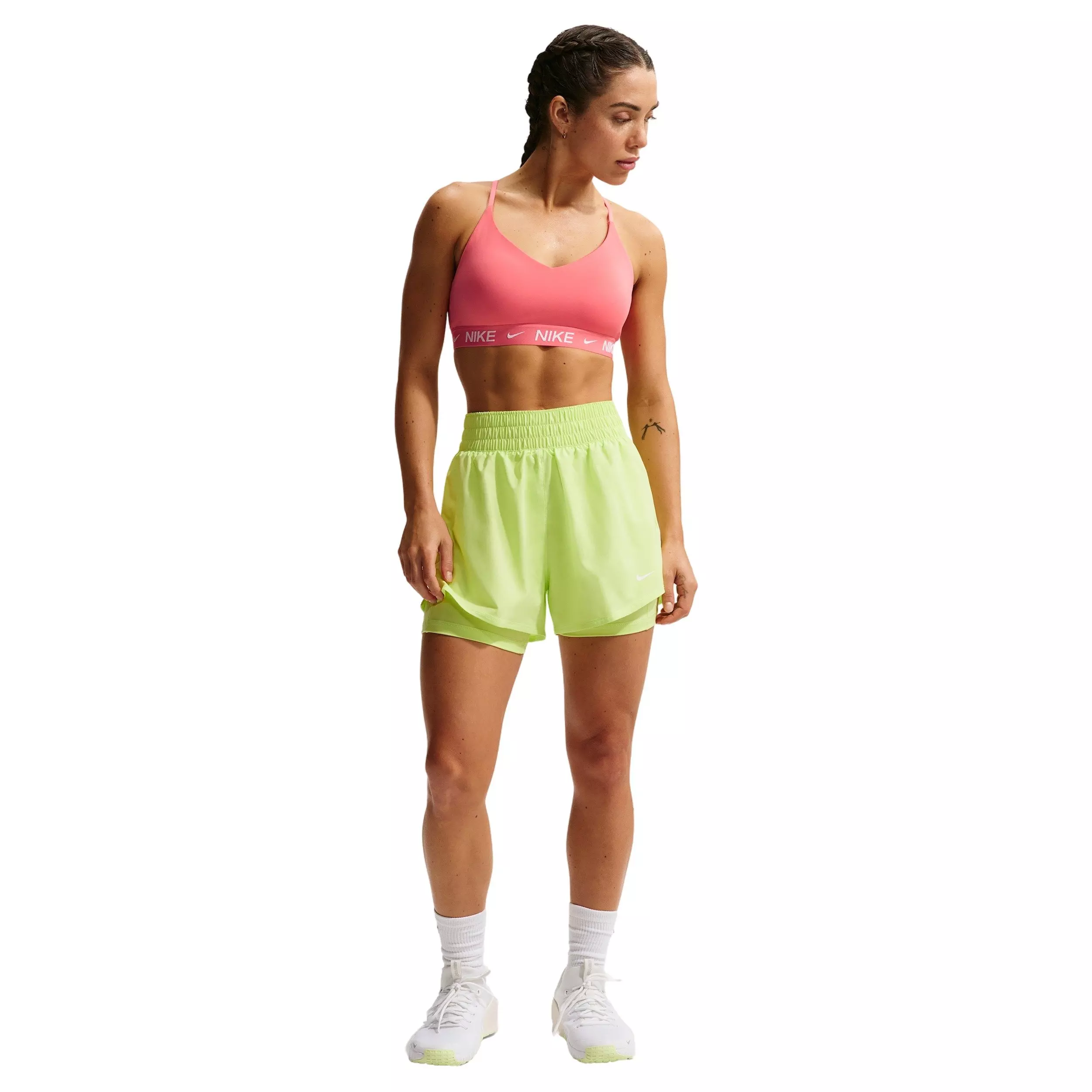 Nike Women's One Dri-FIT High-Waisted 3" 2-in-1 Shorts - Yellow - YELLOW