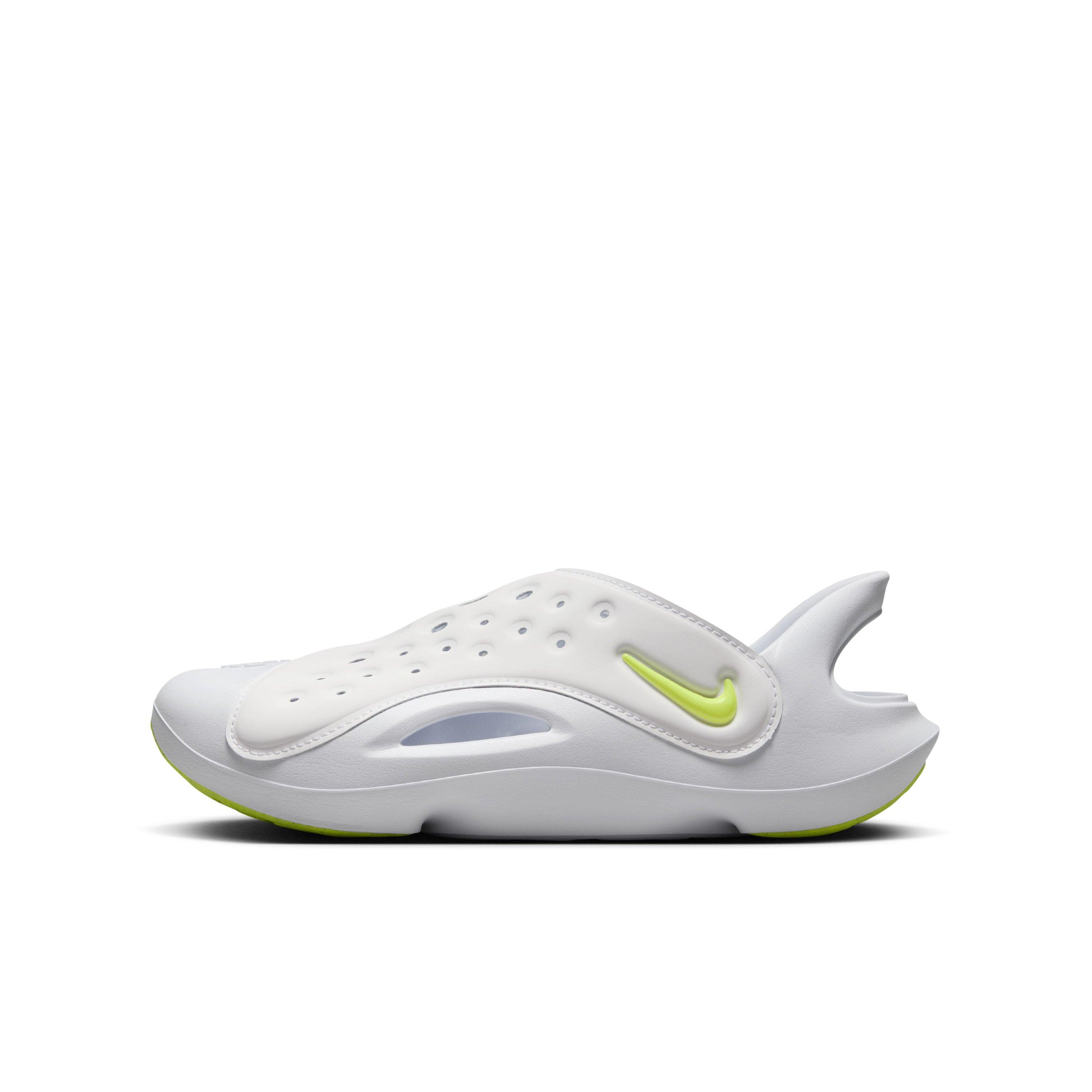 Nike Aqua Swoosh Grade School Boys' "White/Pure Platinum/Volt" Sandal