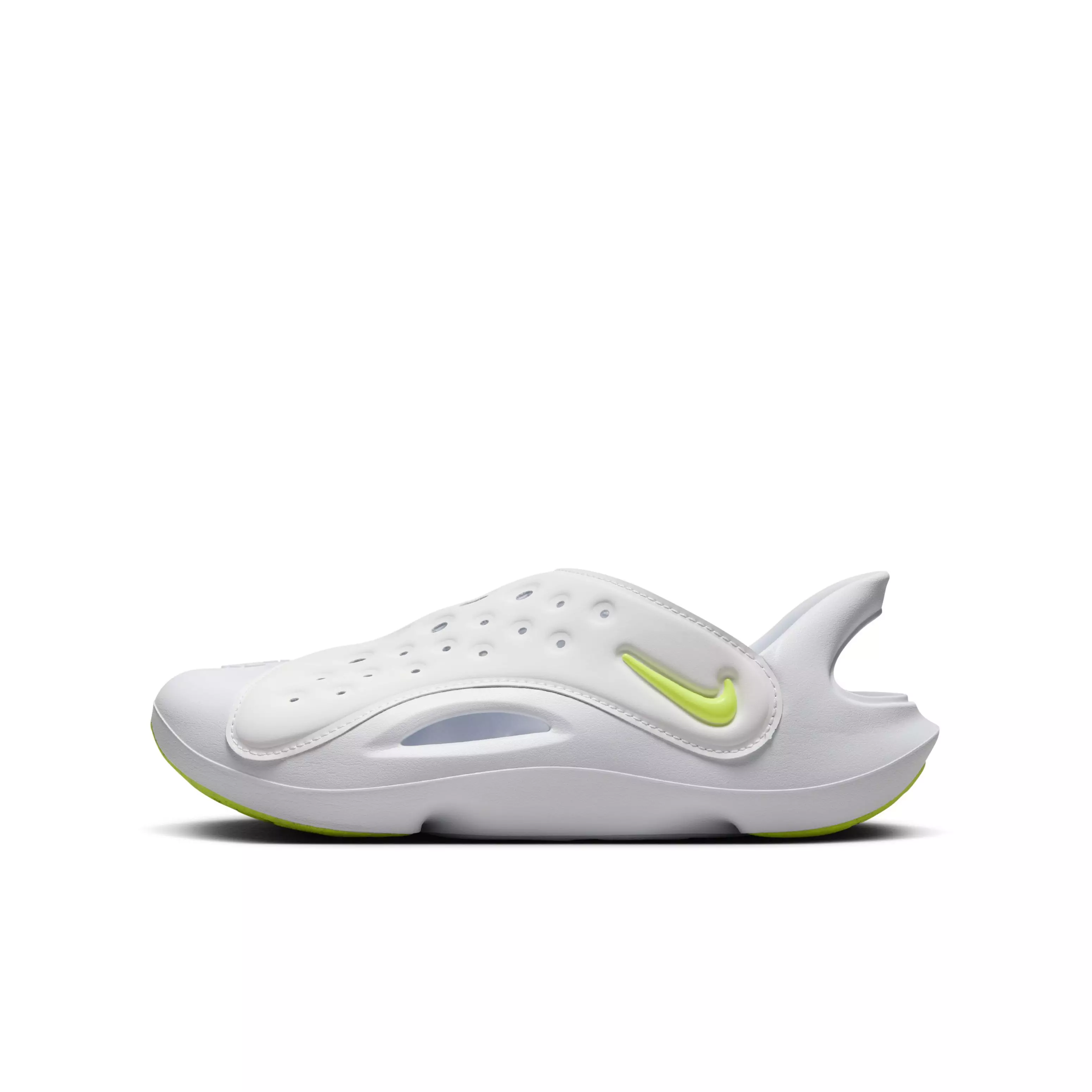 Nike Aqua Swoosh "White/Pure Platinum/Volt" Grade School Boys' Sandal - WHITE/PLATINUM/VOLT