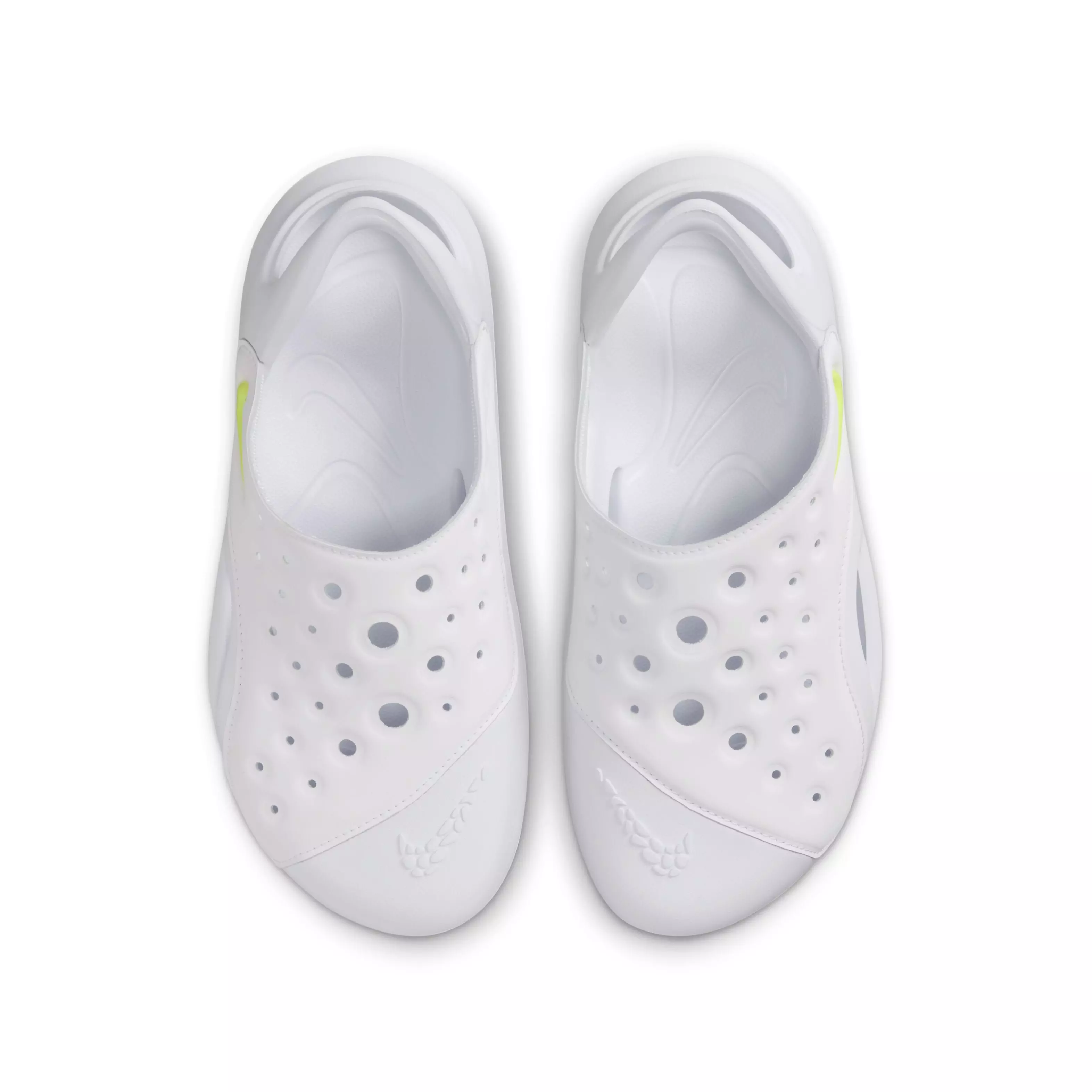 Nike Aqua Swoosh "White/Pure Platinum/Volt" Grade School Boys' Sandal - WHITE/PLATINUM/VOLT