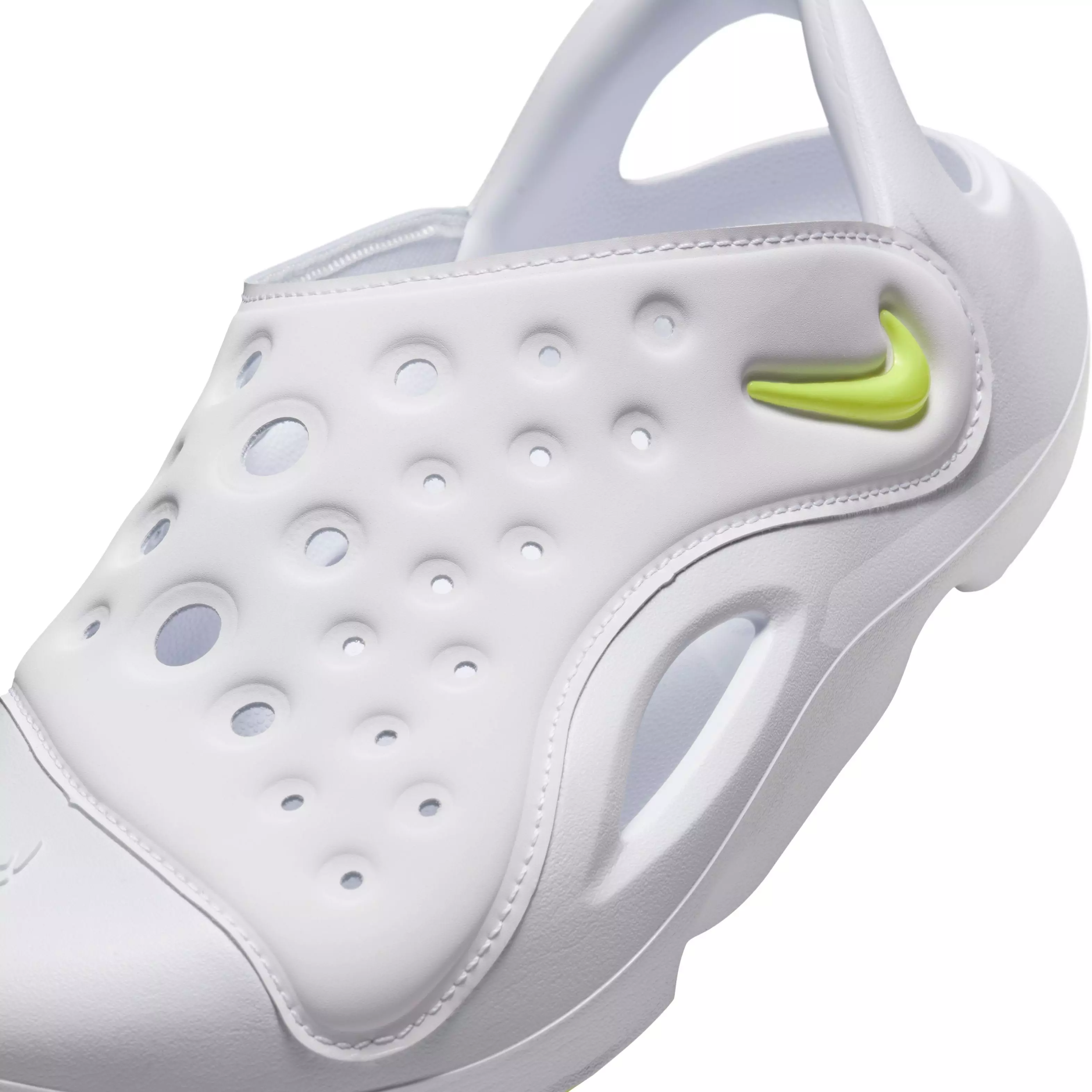 Nike Aqua Swoosh "White/Pure Platinum/Volt" Grade School Boys' Sandal - WHITE/PLATINUM/VOLT