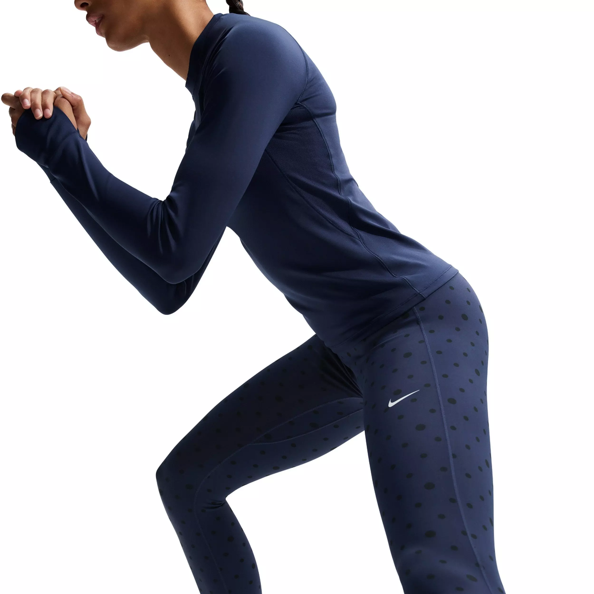 Nike Women's One High-Waisted 7/8 Printed Leggings -Navy - NAVY