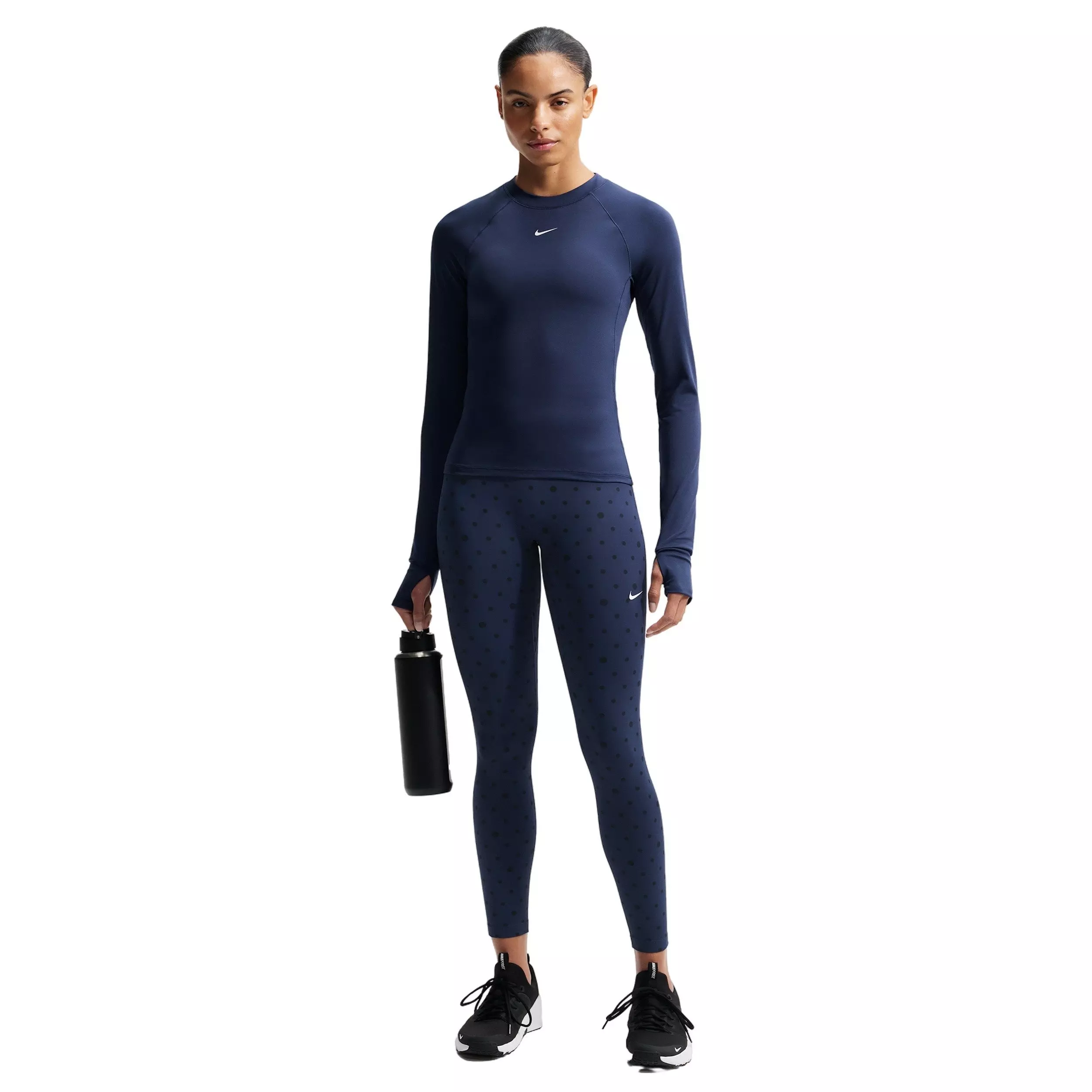 Nike Women's One High-Waisted 7/8 Printed Leggings -Navy - NAVY