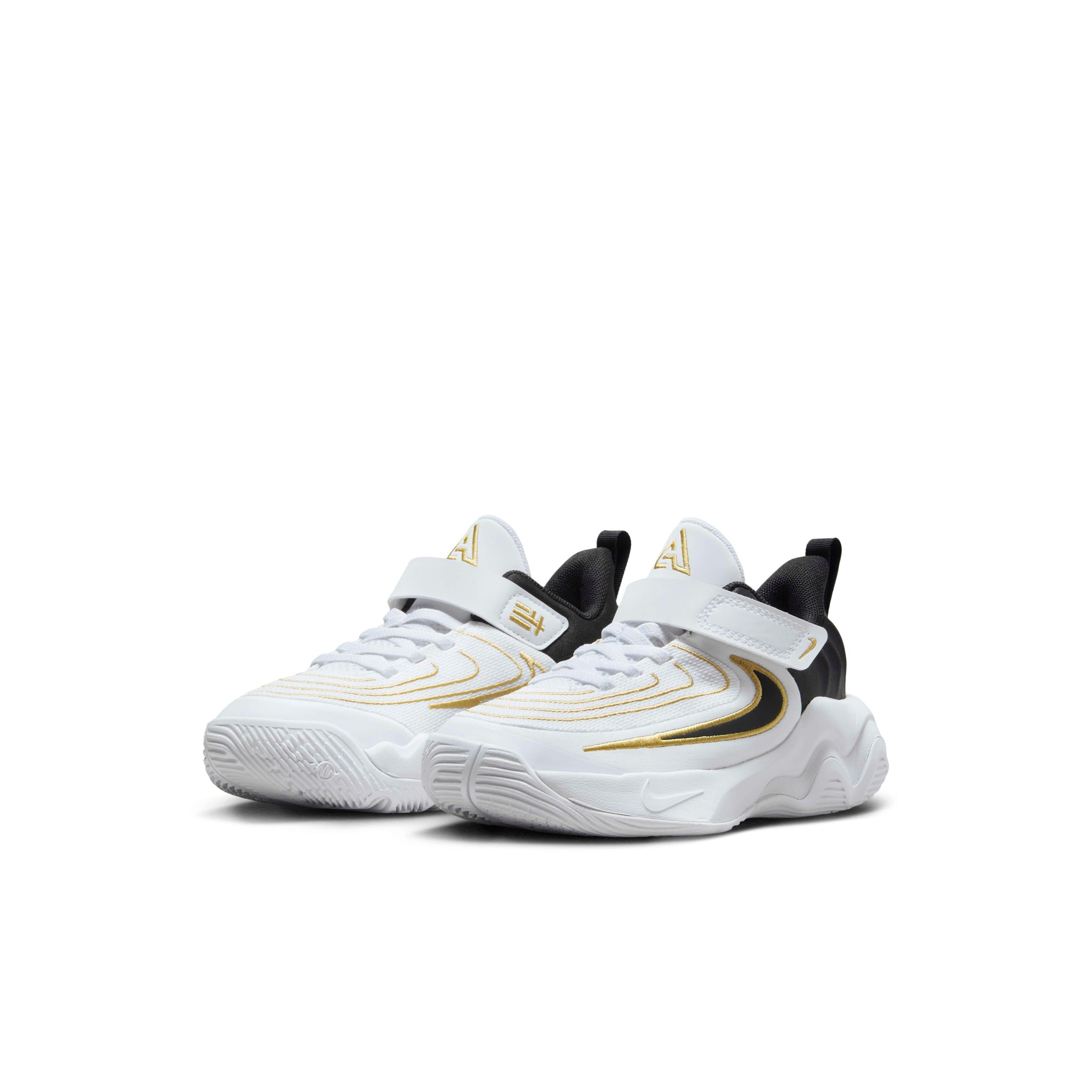 Nike Giannis Immortality 4 Preschool Boys' "White/Metallic Gold/Black" Basketball Shoe