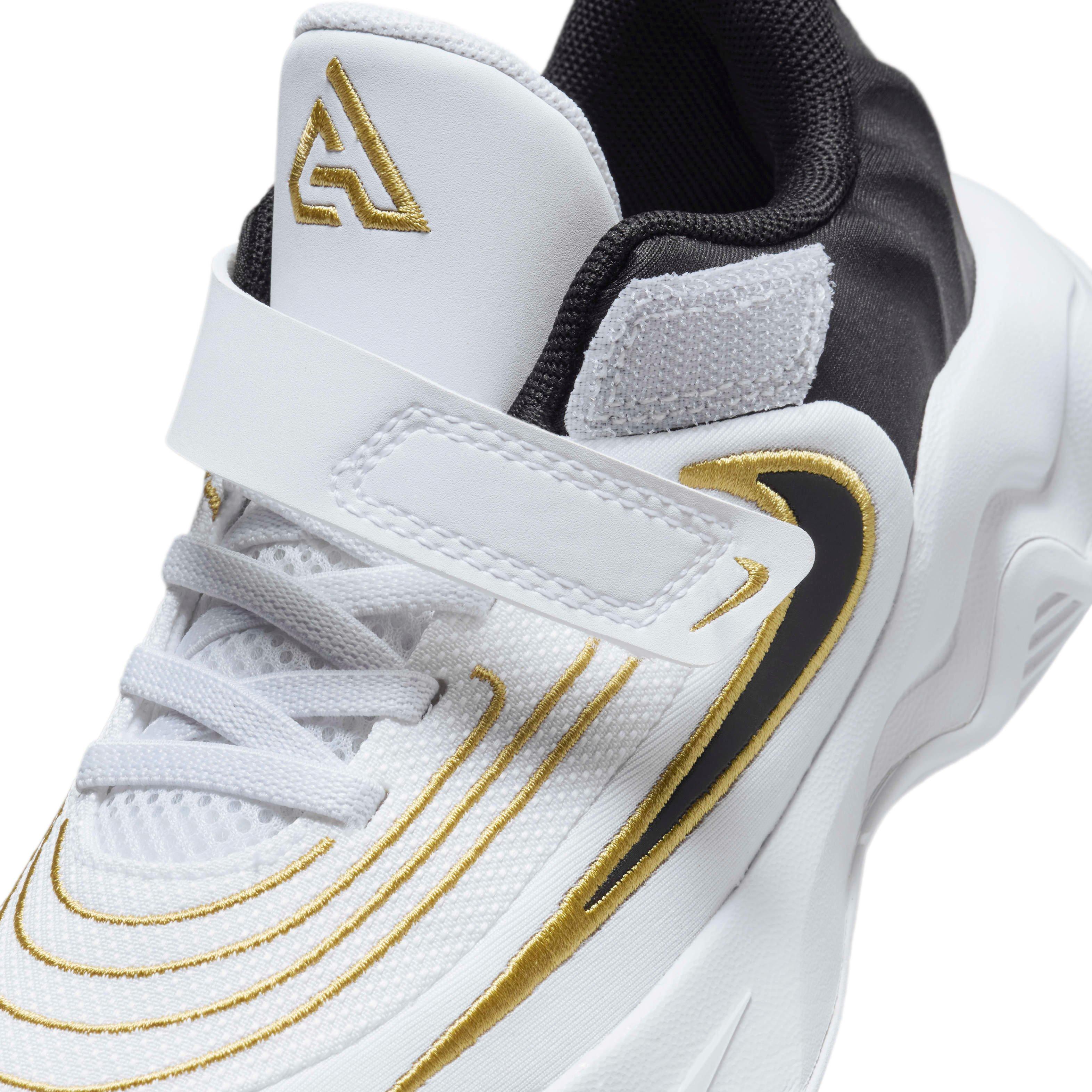 Nike Giannis Immortality 4 Preschool Boys' "White/Metallic Gold/Black" Basketball Shoe