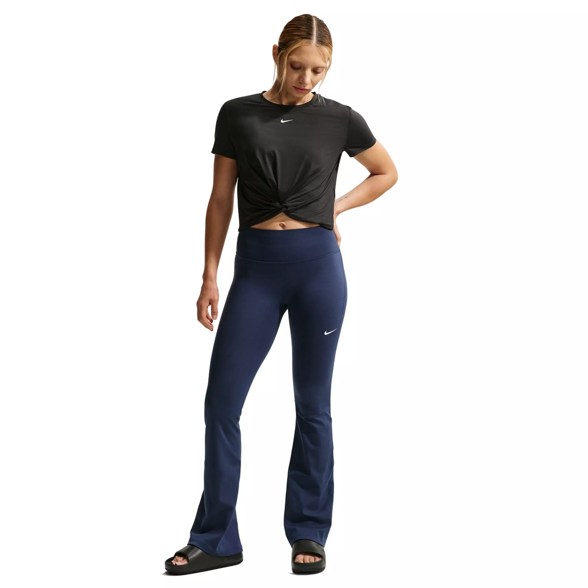 Nike Women's One High-Waisted Flared Leggings - Navy - NAVY