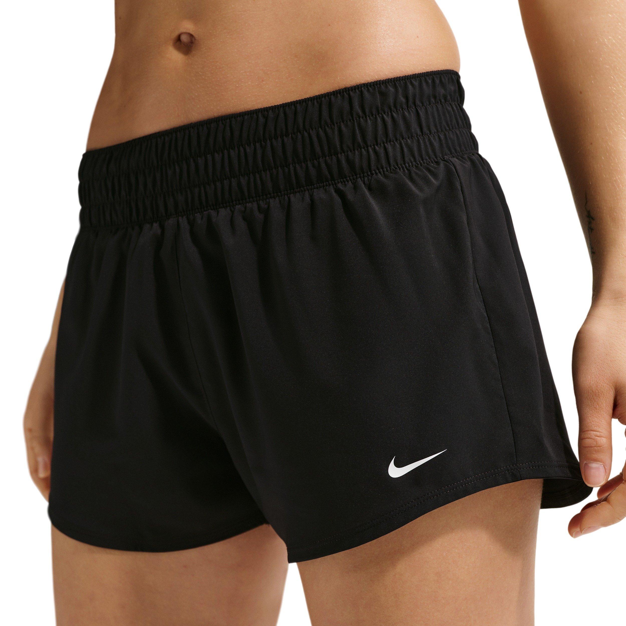 Nike Women's One Dri-FIT Mid-Rise 3" Brief-Lined Shorts -Black - BLACK Thumbnail View 1