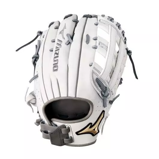 Mizuno Prime Elite 12.5" Pitcher/Outfield Softball Glove RHT - WHITE/GREY