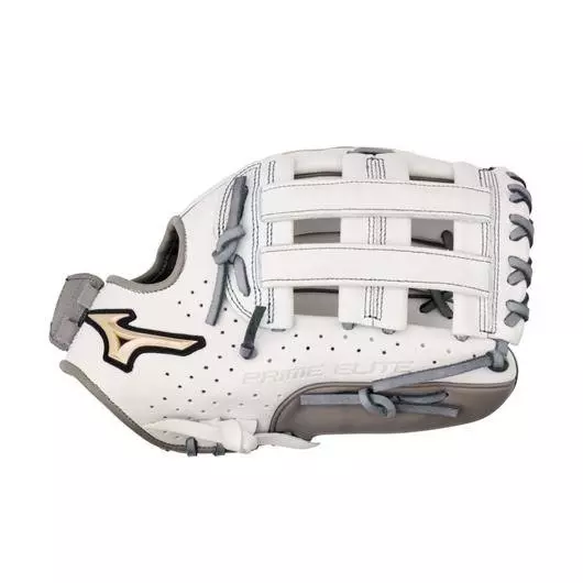 Mizuno Prime Elite 12.5" Pitcher/Outfield Softball Glove RHT - WHITE/GREY