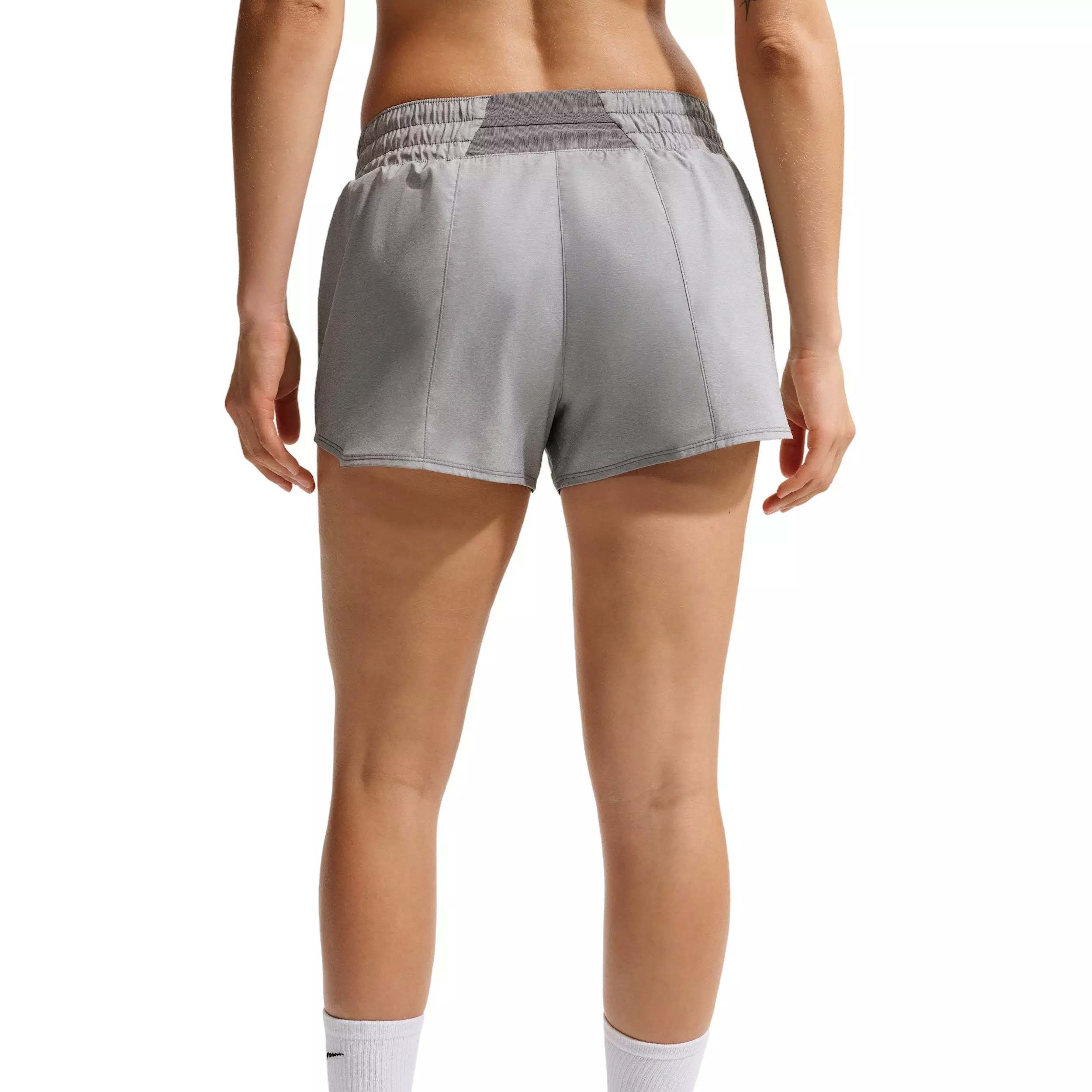 Nike Women's One Dri-FIT Mid-Rise 3" Brief-Lined Shorts - Grey/White - GREY/WHITE