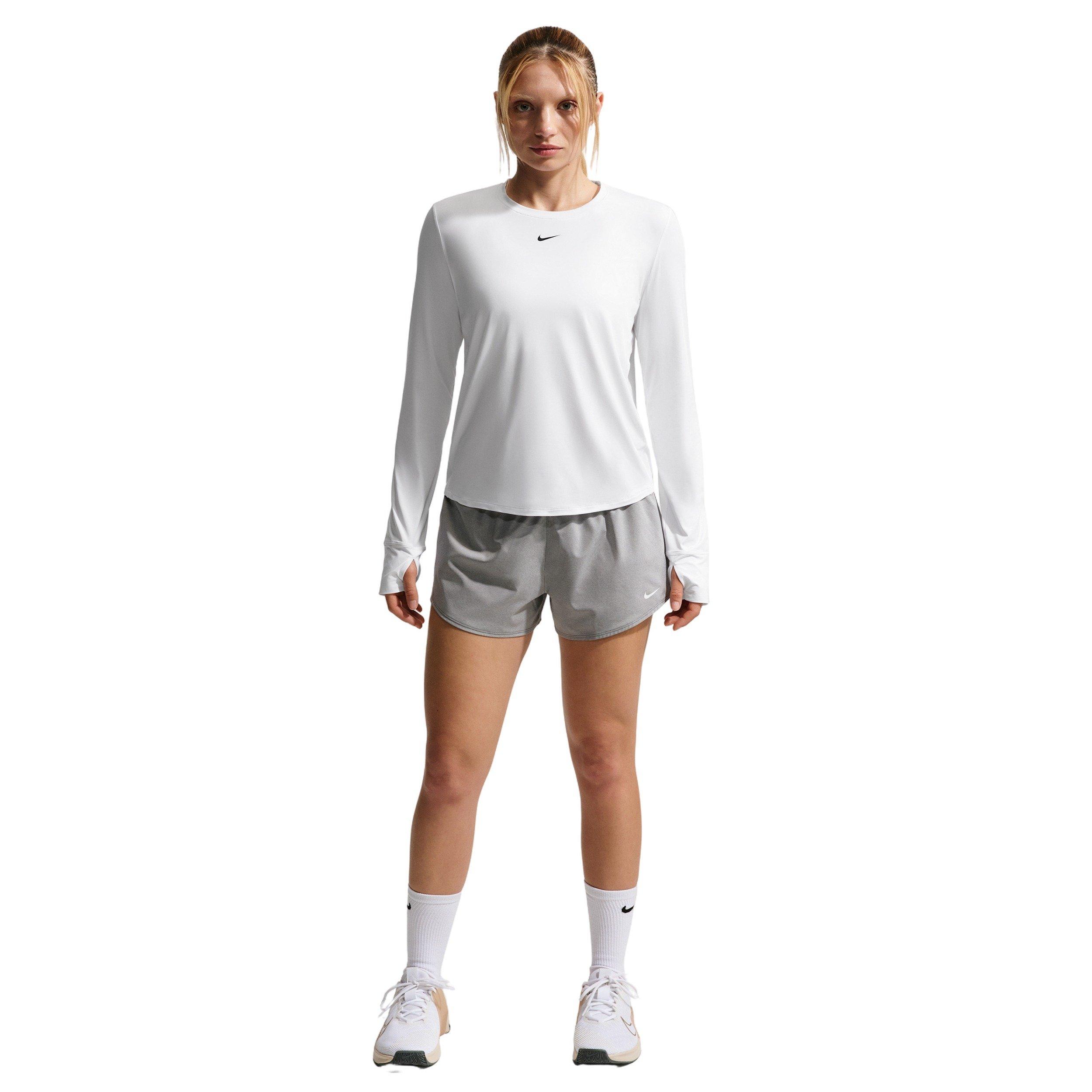 Nike Women's One Dri-FIT Mid-Rise 3" Brief-Lined Shorts - Grey/White - GREY/WHITE Thumbnail View 4