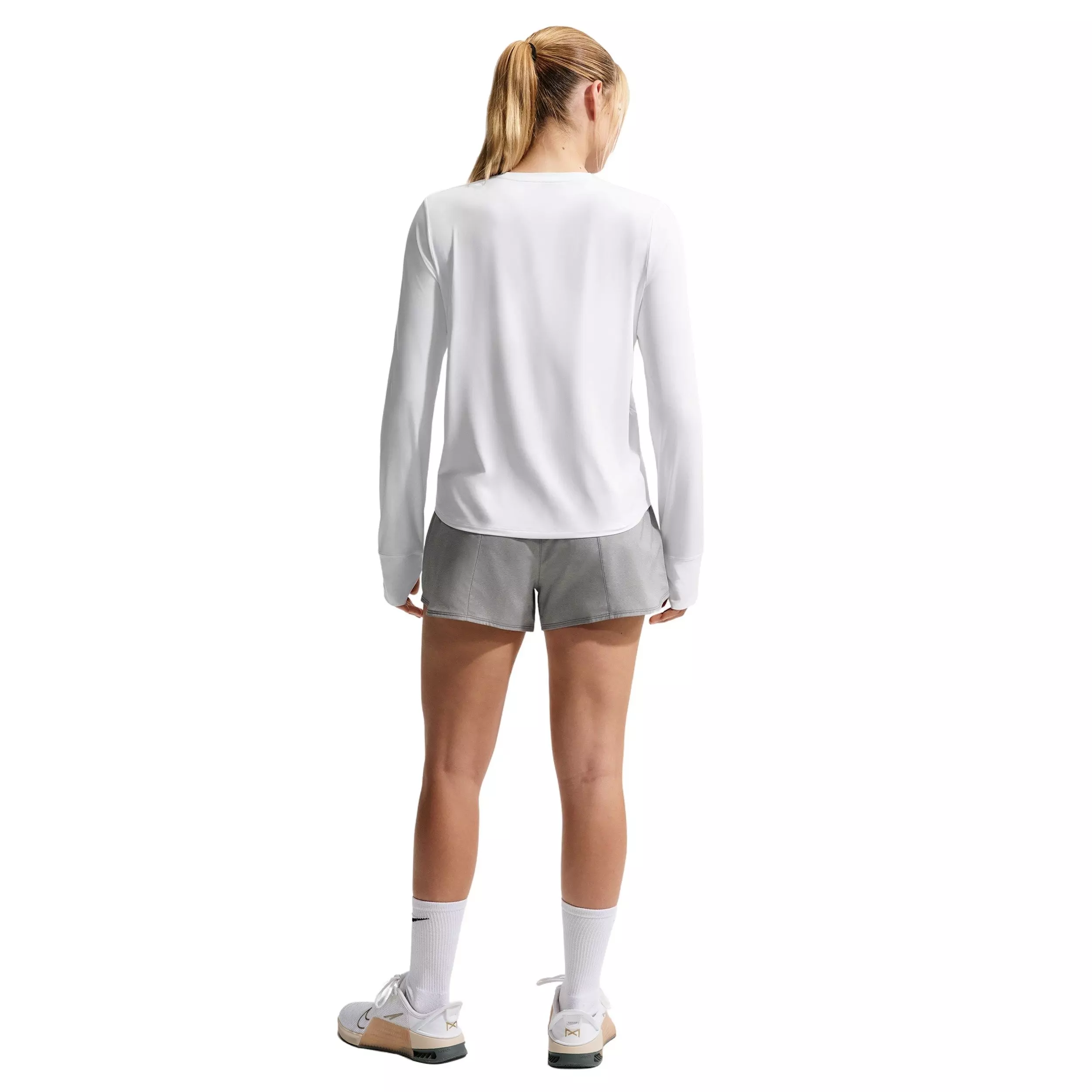 Nike Women's One Dri-FIT Mid-Rise 3" Brief-Lined Shorts - Grey/White - GREY/WHITE
