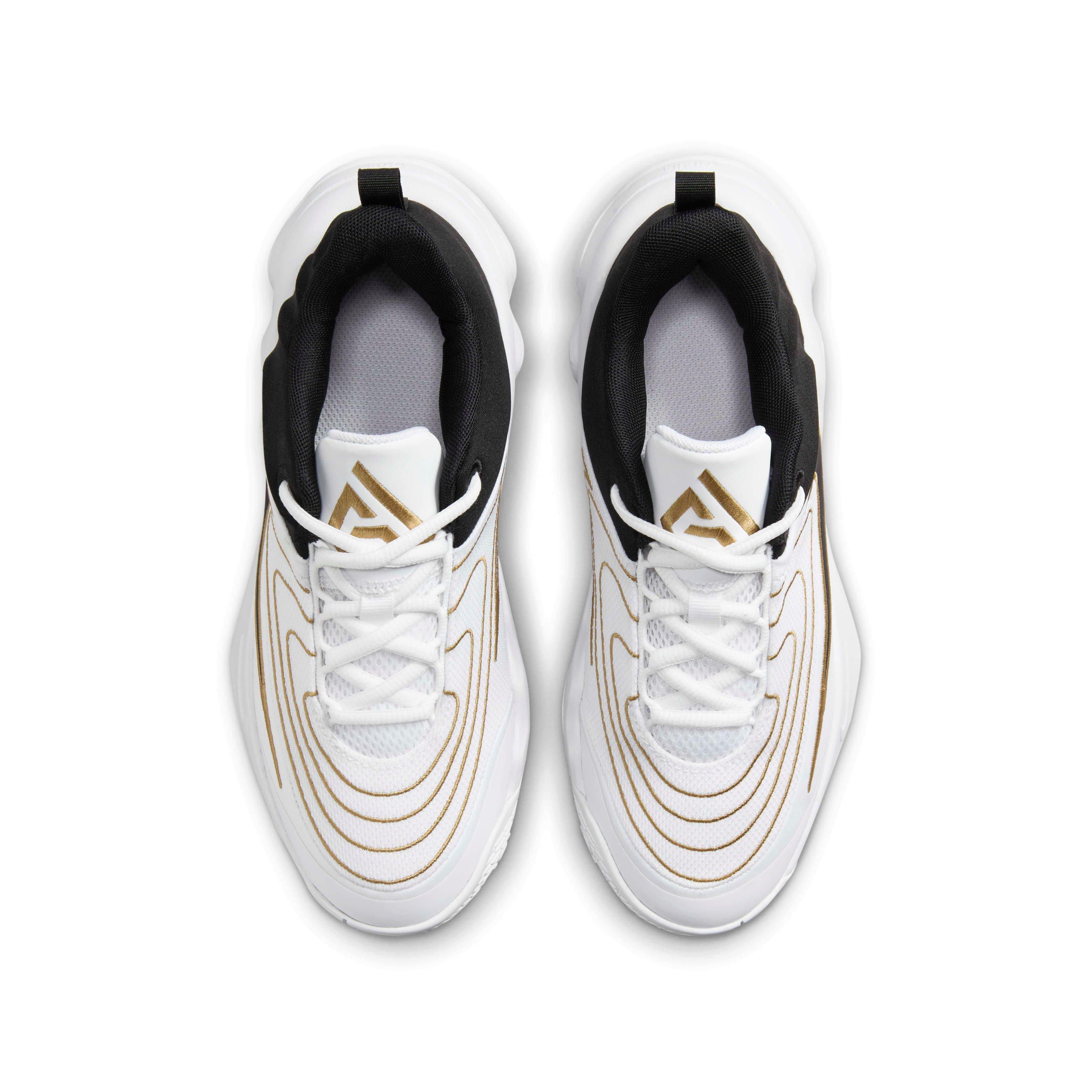 Nike Giannis Immortality 4 Grade School Boys' "White/Metallic Gold/Black" Basketball Shoe