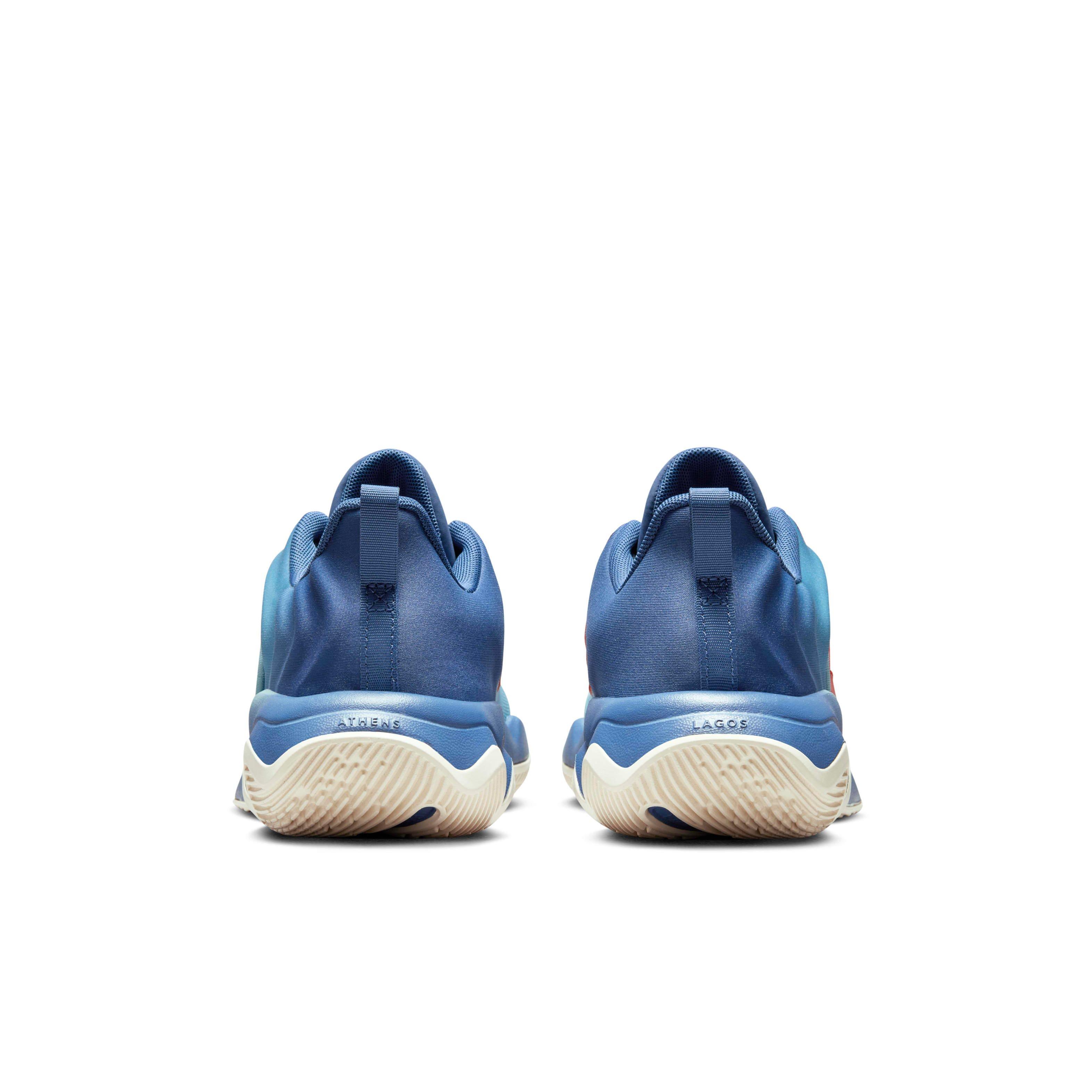 Nike Giannis Immortality 4 Grade School Boys' "Denim Turquoise/Navy/Gold/Clay" Basketball Shoe