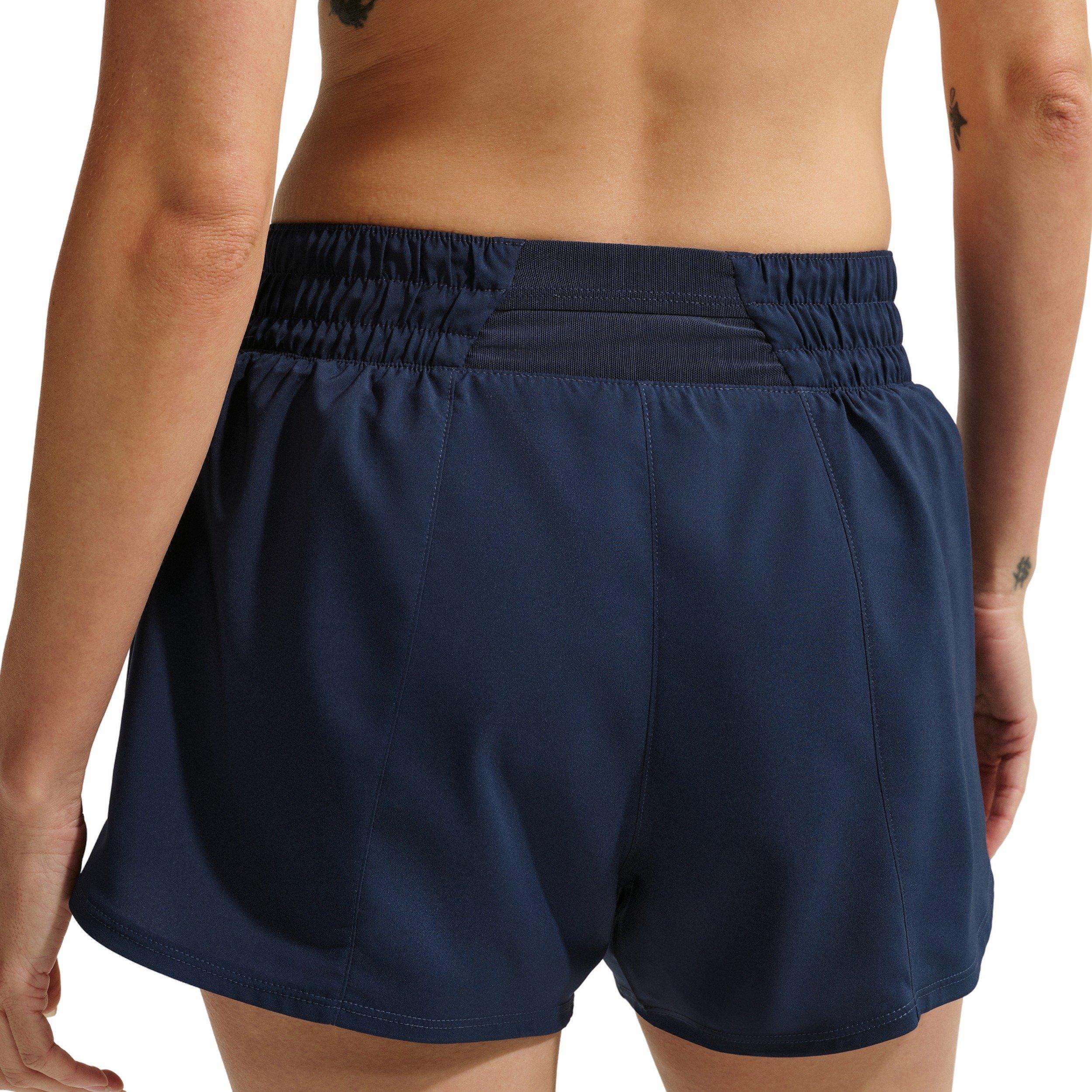 Nike Women's One Dri-FIT Mid-Rise 3" Brief-Lined Shorts - Midnight Navy - MIDNIGHT NAVY Thumbnail View 4
