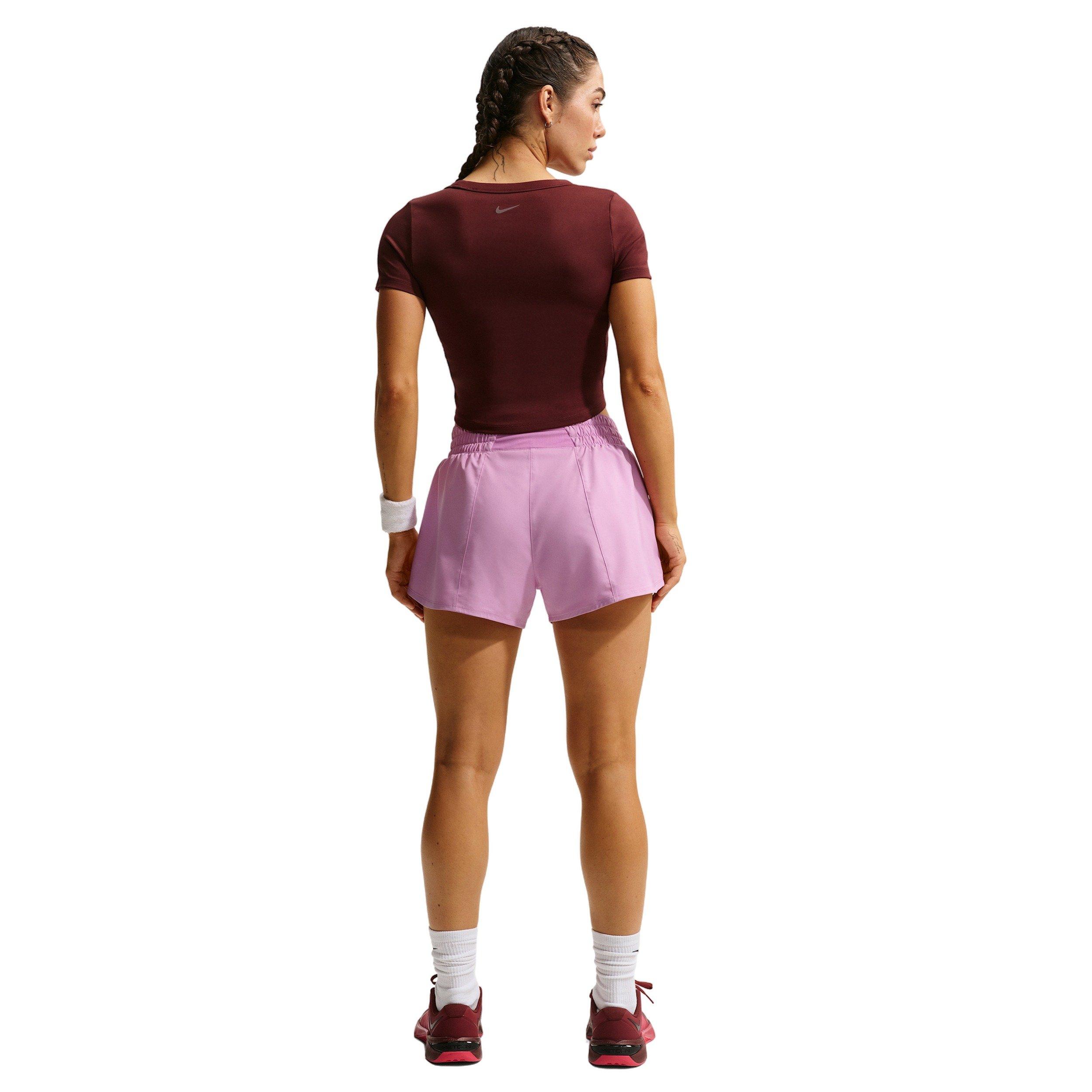 Nike Women's One Dri-FIT Mid-Rise 3" Brief-Lined Shorts -Lt Magenta - LT MAGENTA Thumbnail View 2