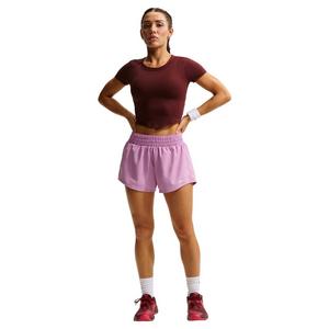 Nike Women's One Dri-FIT Mid-Rise 3" Brief-Lined Shorts -Lt Magenta