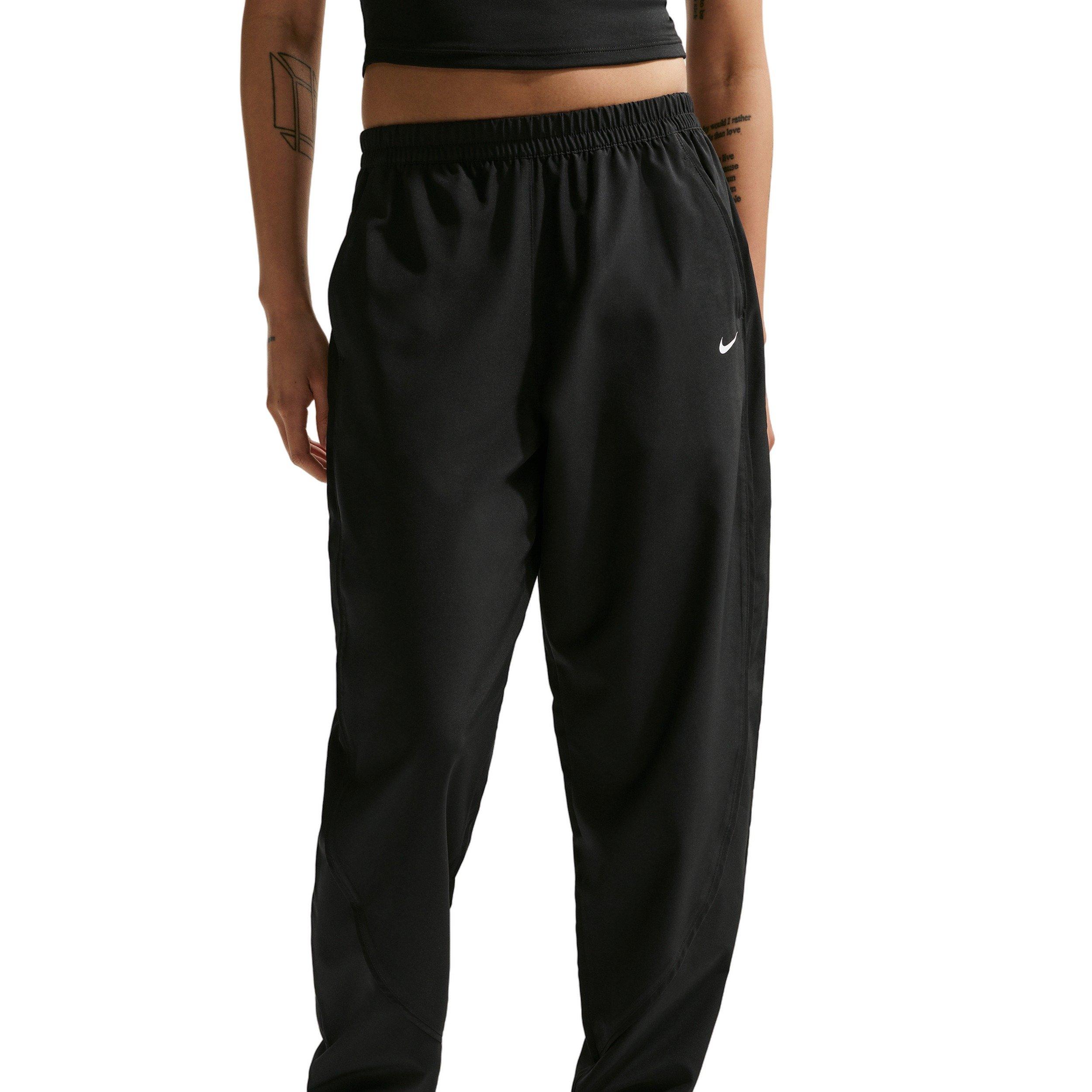 Nike Women's One Dri-FIT Mid-Rise Woven Pants - Black - BLACK Thumbnail View 1