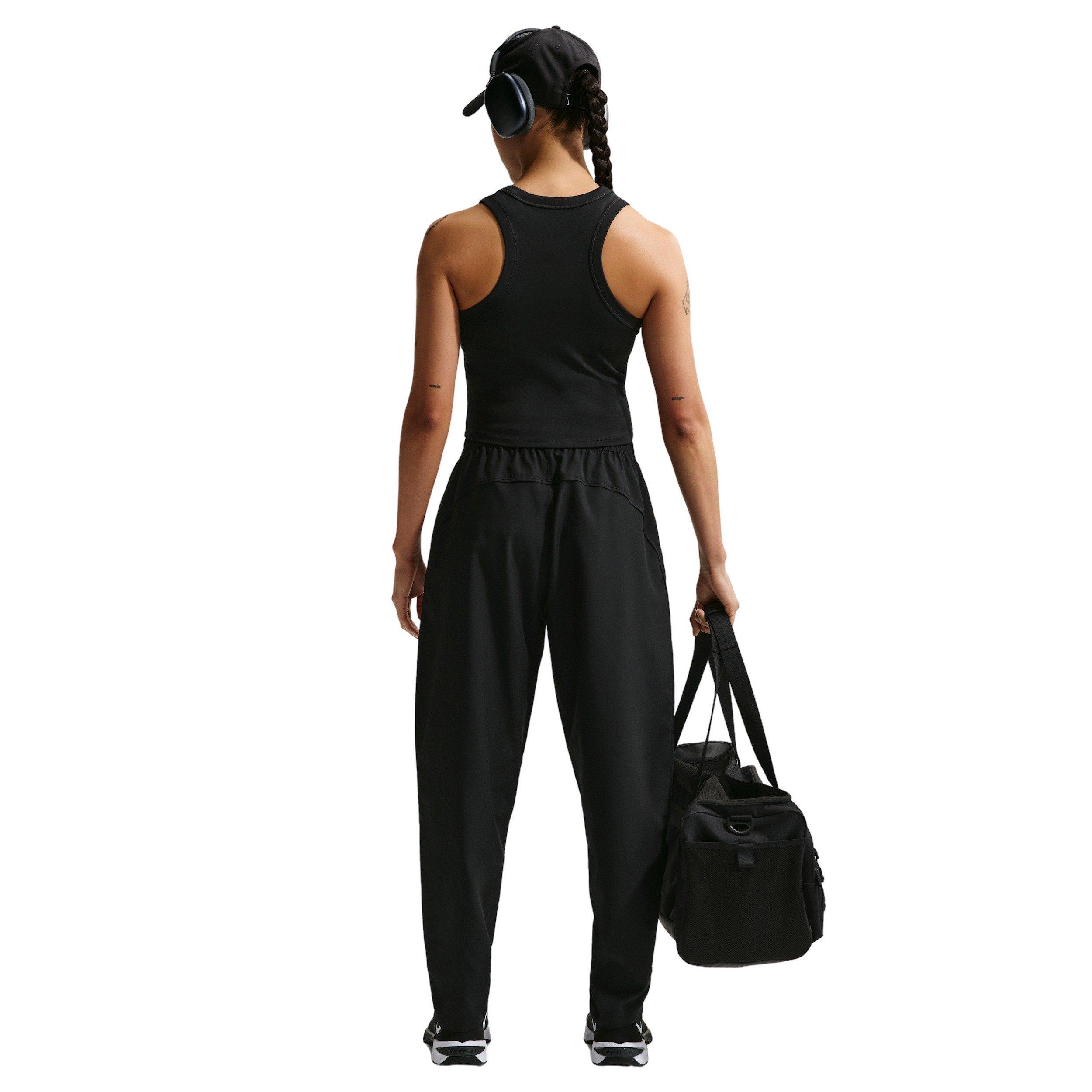 Nike Women's One Dri-FIT Mid-Rise Woven Pants - Black - BLACK Thumbnail View 5