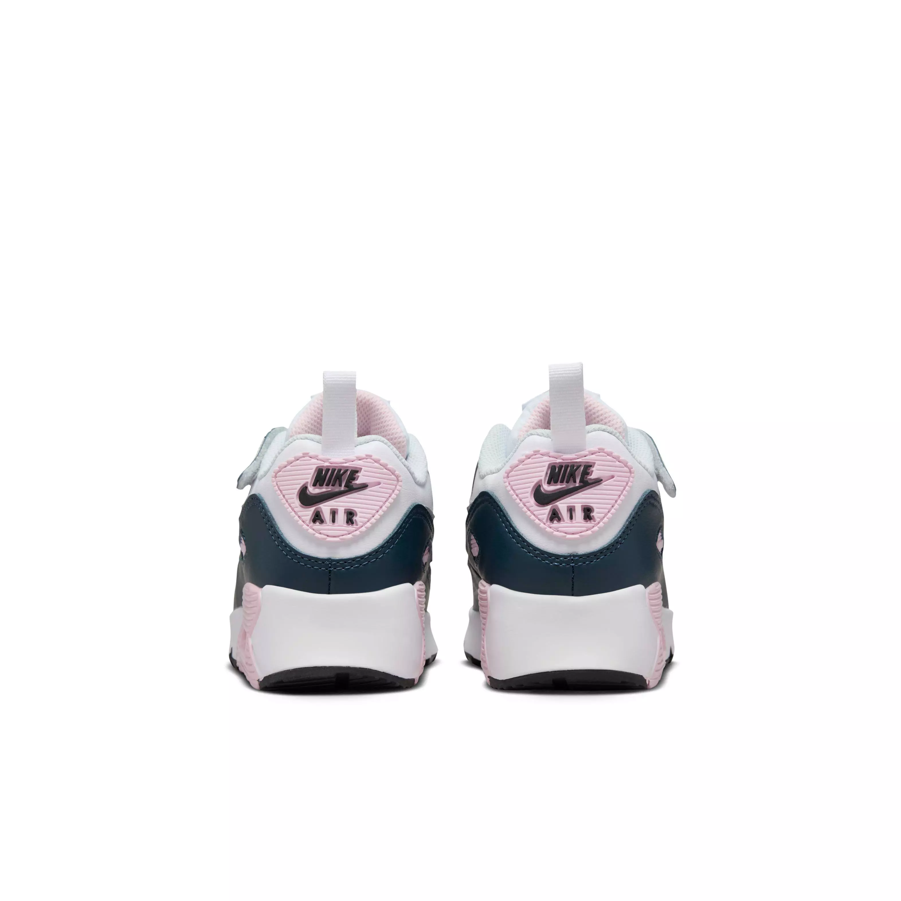 Nike Air Max 90 EasyOn "White/Pink Foam/Armory Navy/Wolf Grey" Preschool Girls' Shoe - WHITE/PINK/NAVY/GREY