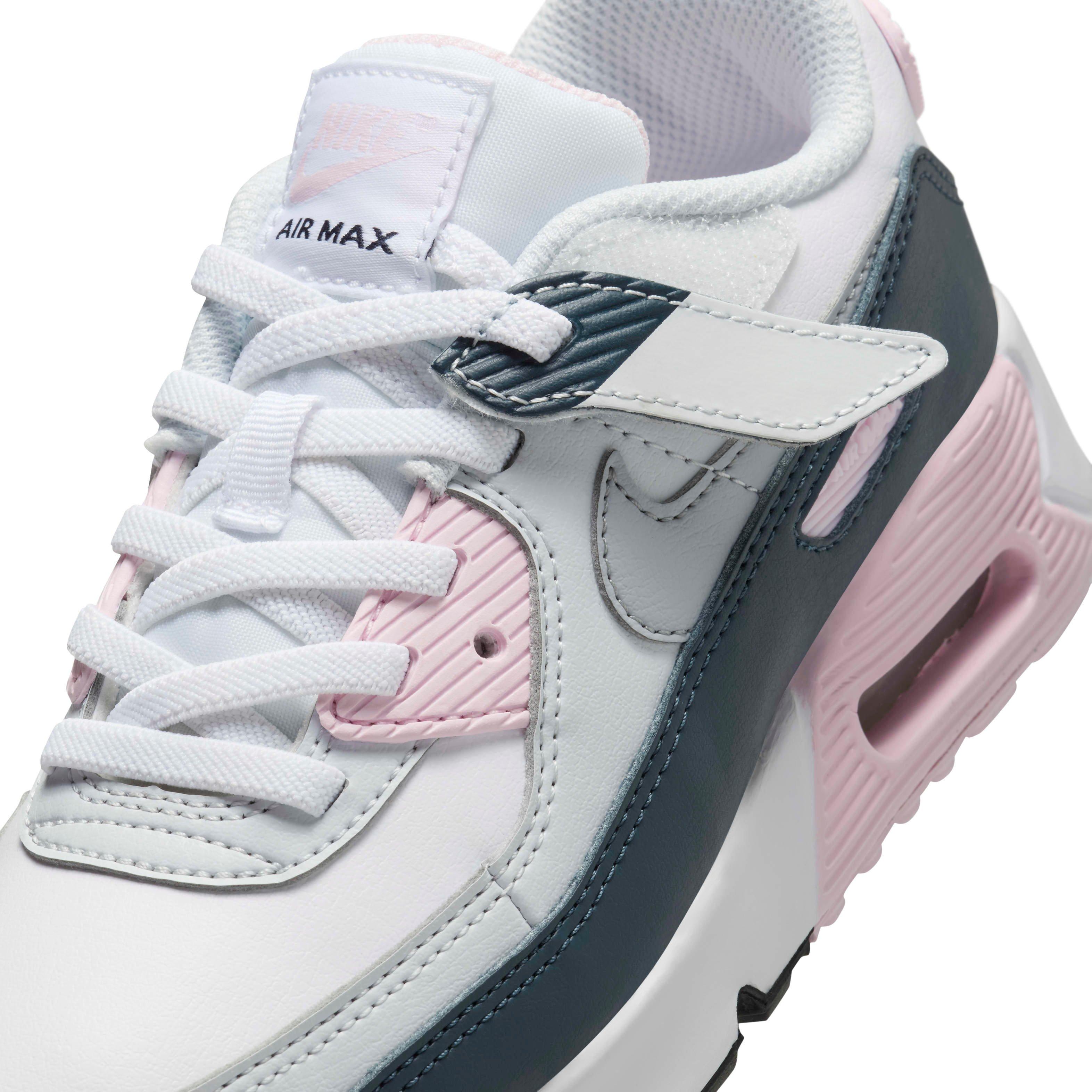 Nike Air Max 90 EasyOn Preschool Girls' White/Pink Foam/Armory Navy/Wolf Grey Shoe