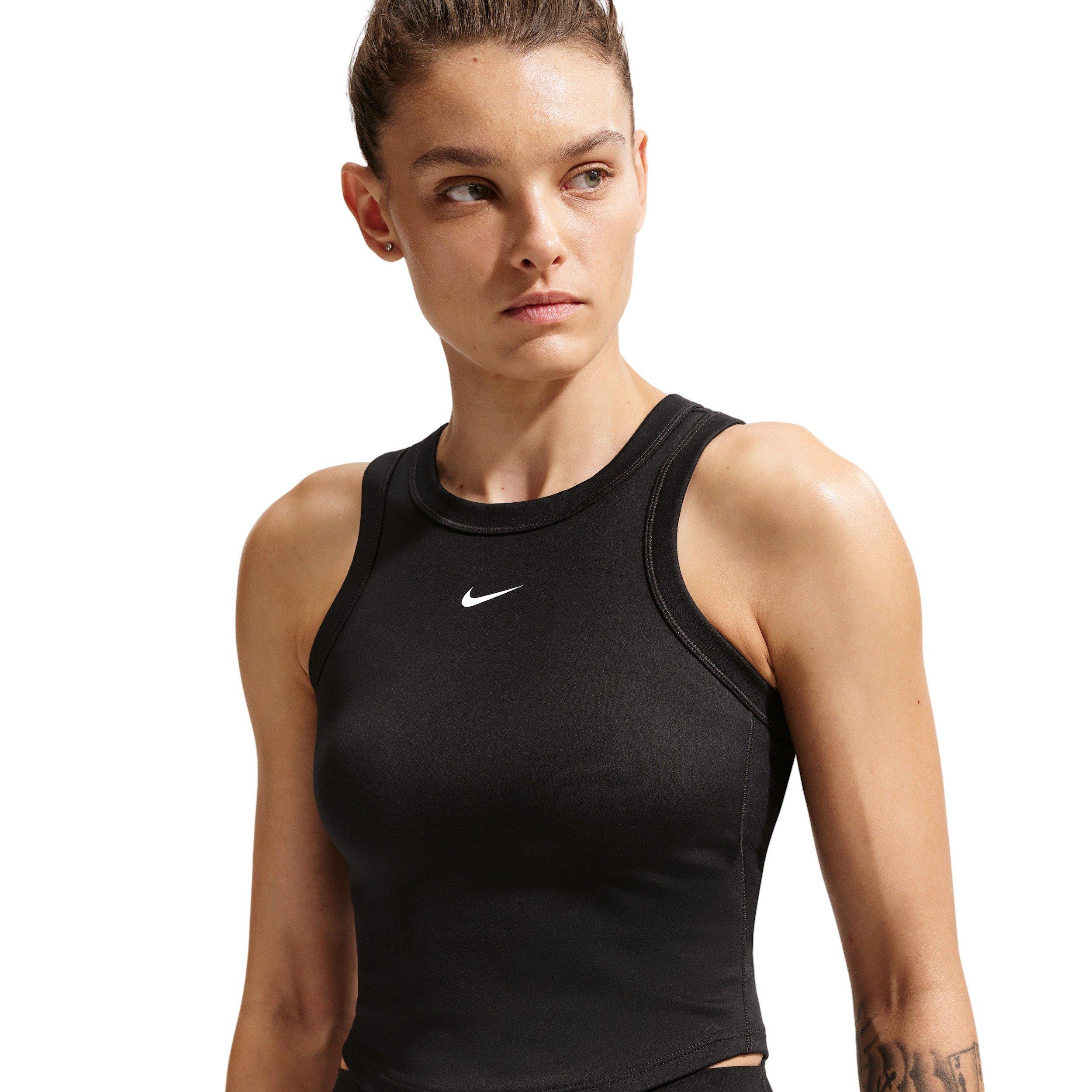 Nike Women's One Fitted Dri-FIT Cropped Tank Top -Black - BLACK Thumbnail View 1